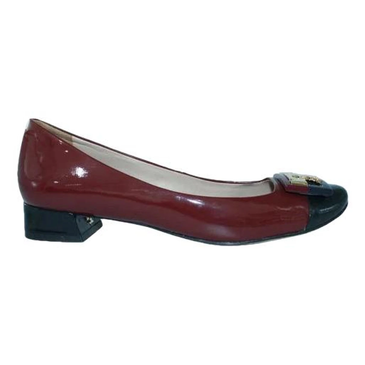 Pre-owned Tory Burch Patent Leather Heels In Burgundy