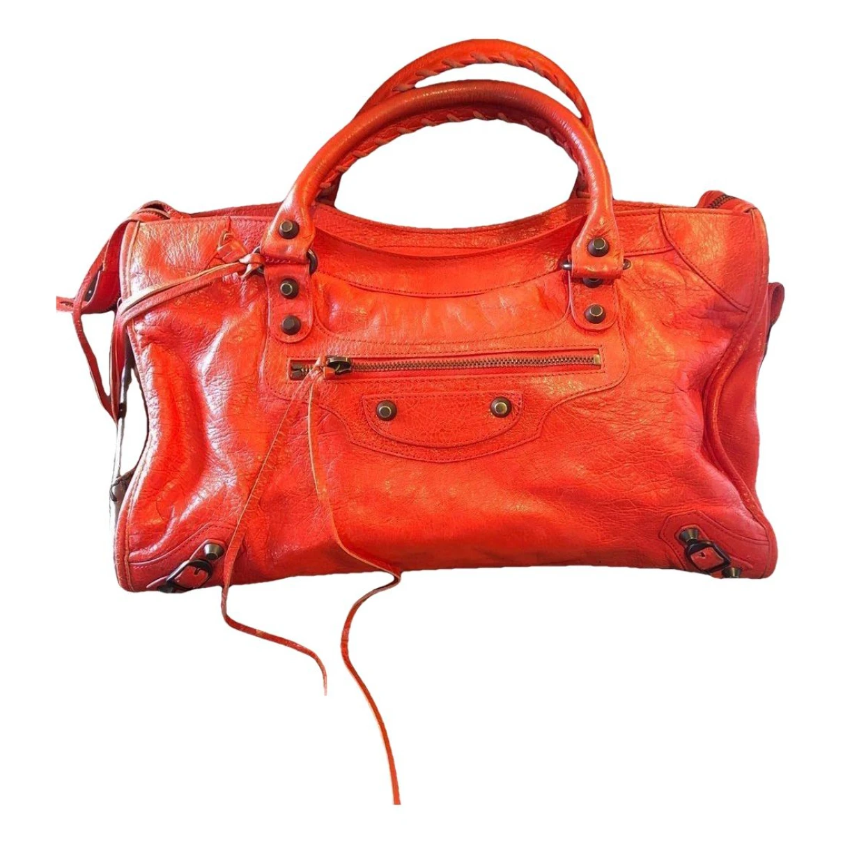 Pre-owned Balenciaga City Leather Handbag In Orange
