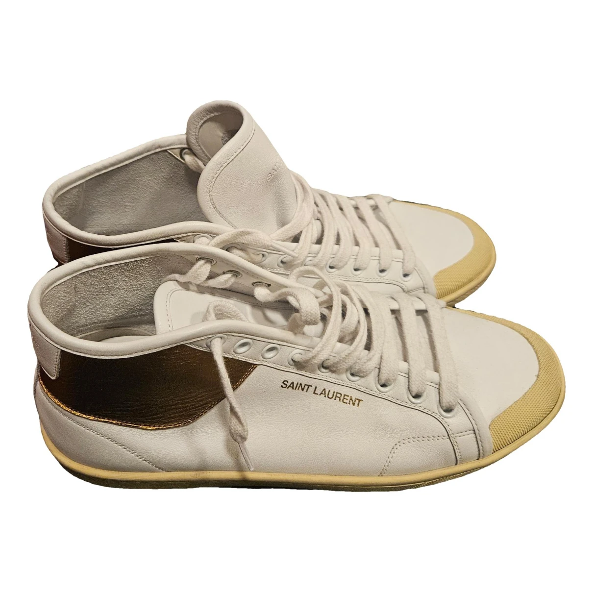 Pre-owned Saint Laurent Leather Lace Ups In White