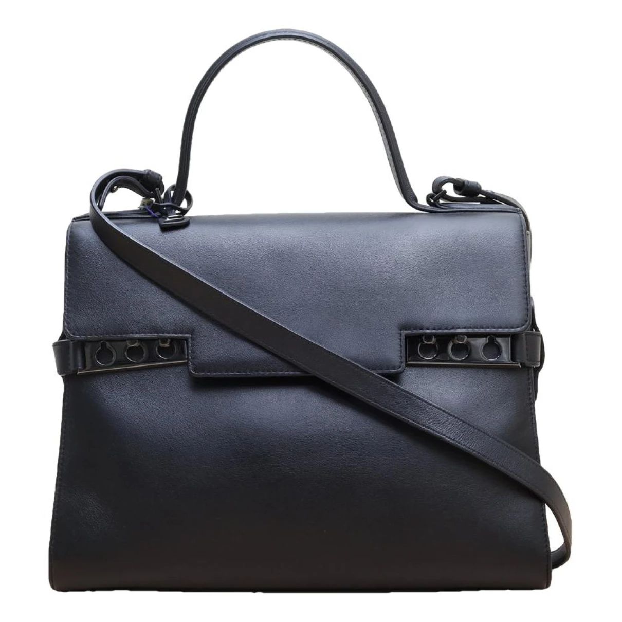 Pre-owned Delvaux Tempête Leather Handbag In Black