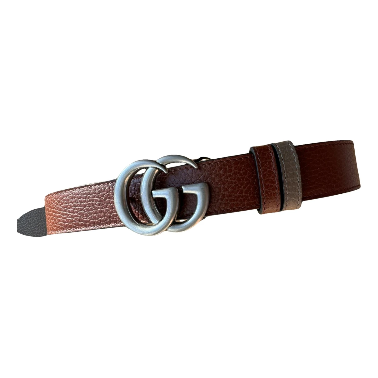 Pre-owned Gucci Gg Buckle Leather Belt In Camel