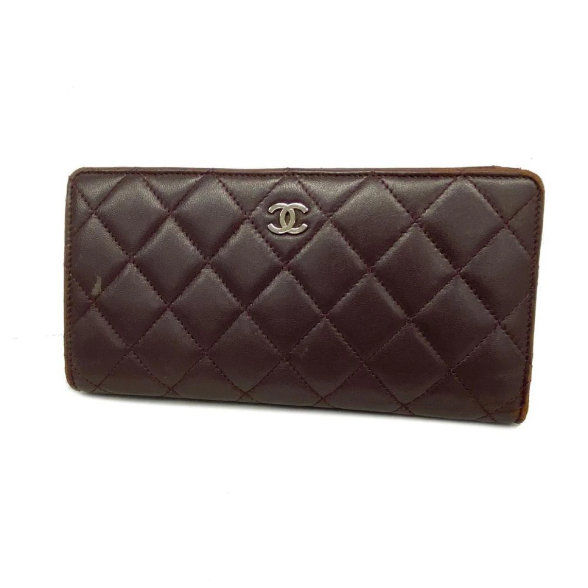 Pre-owned Chanel Leather Wallet In Burgundy