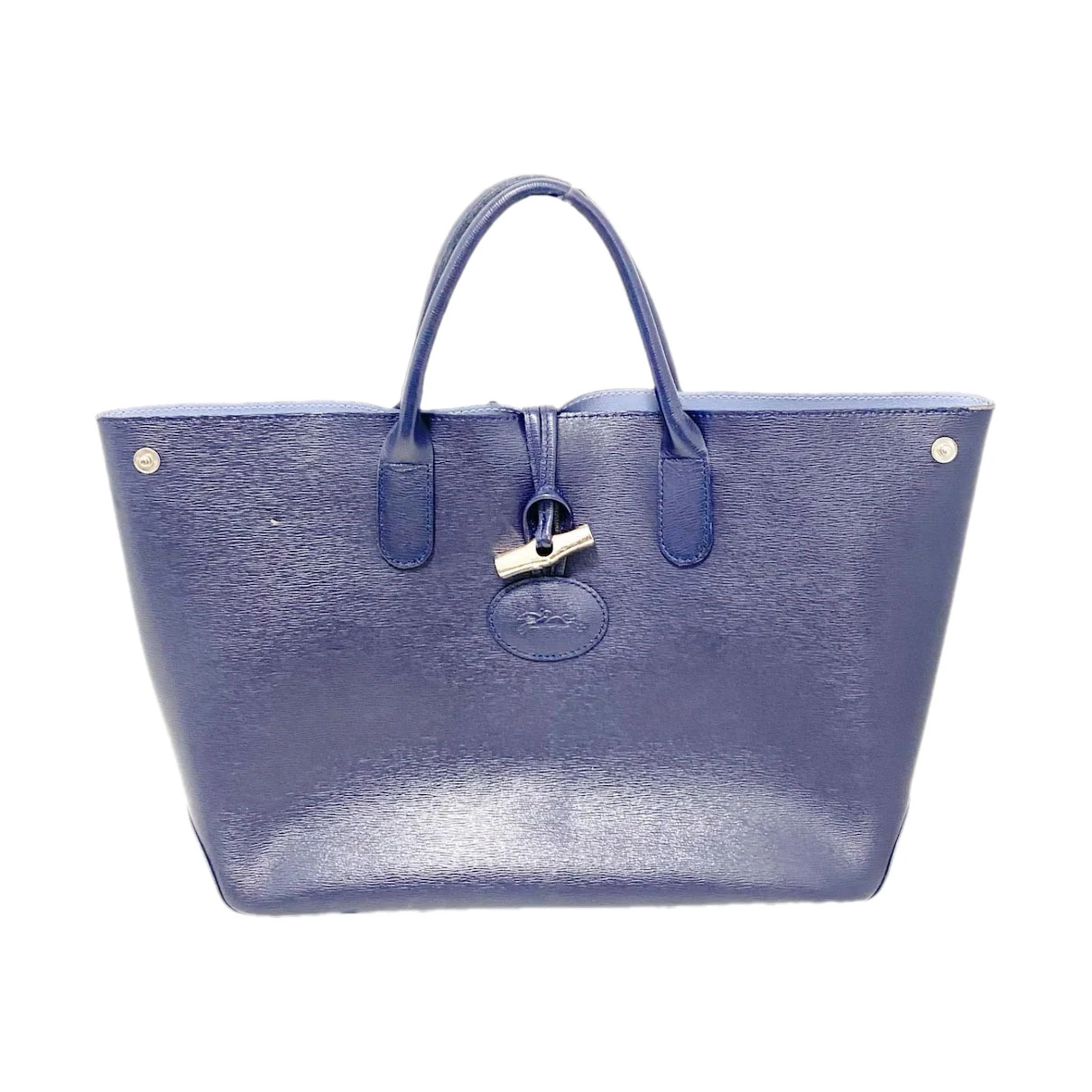 Pre-owned Longchamp Roseau Leather Tote In Navy