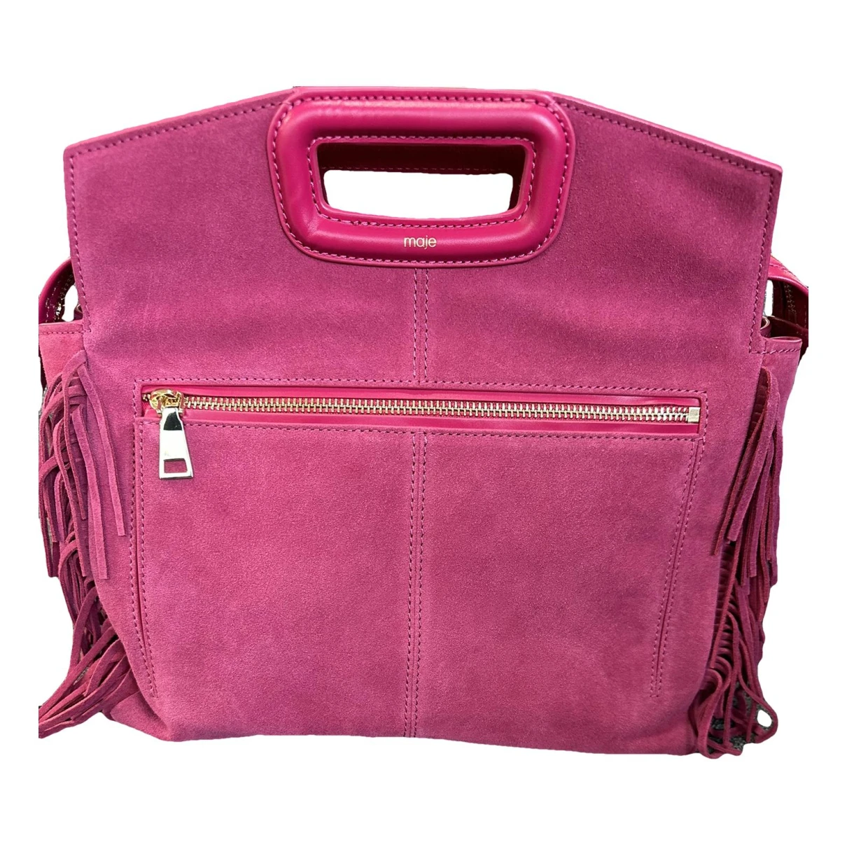 Pre-owned Maje Sac M Leather Handbag In Pink