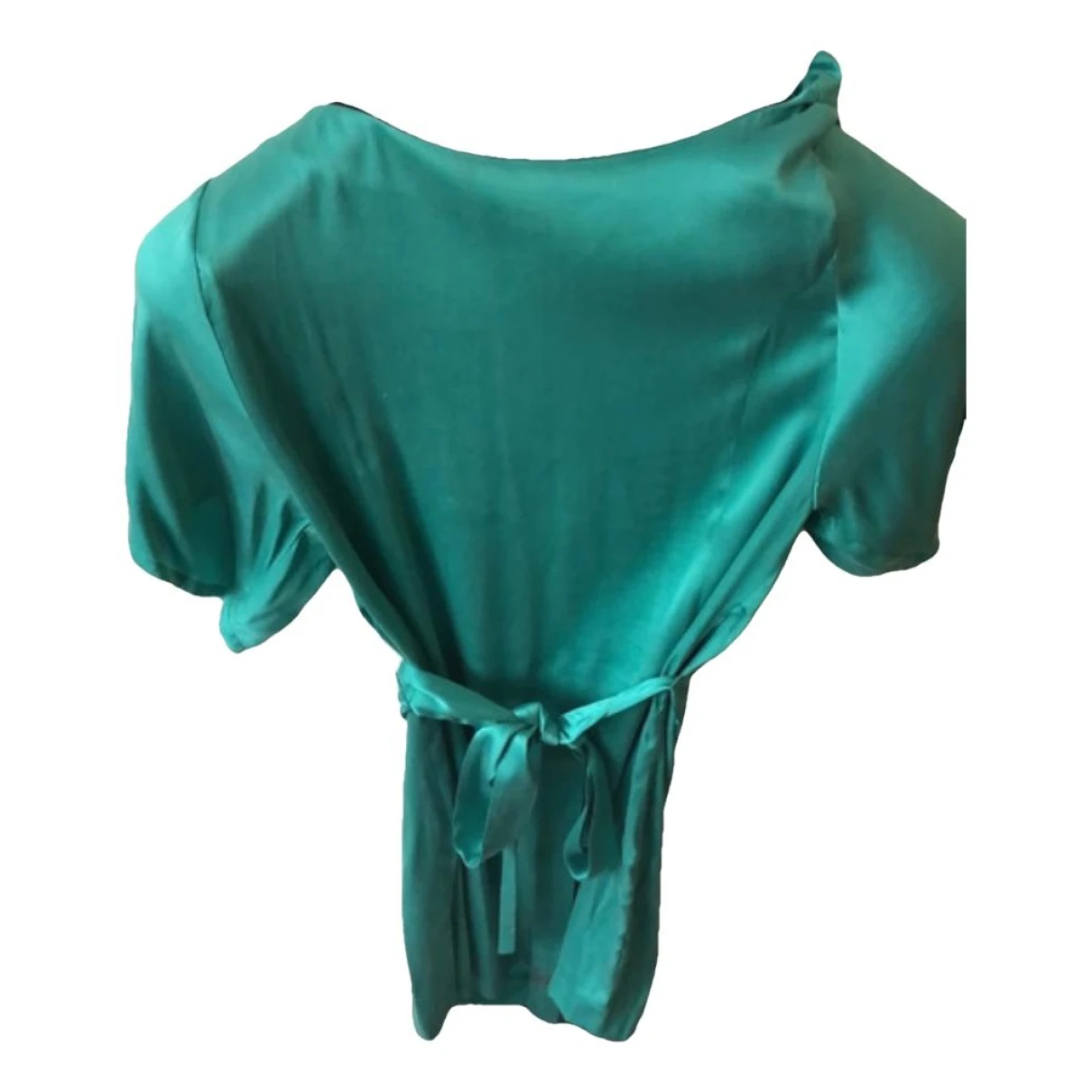 Pre-owned Guess Silk Mini Dress In Turquoise