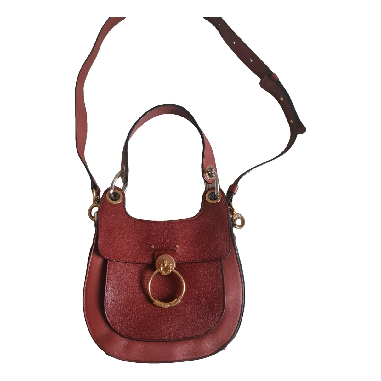 Pre-owned Chloé Tess Hobo Leather Handbag In Burgundy