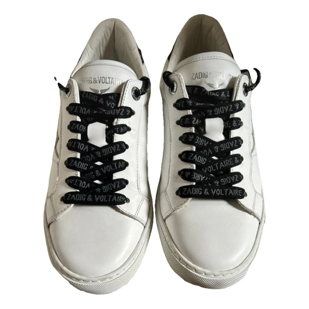 Pre-owned Zadig & Voltaire Zv1747 Flash Leather Trainers In White