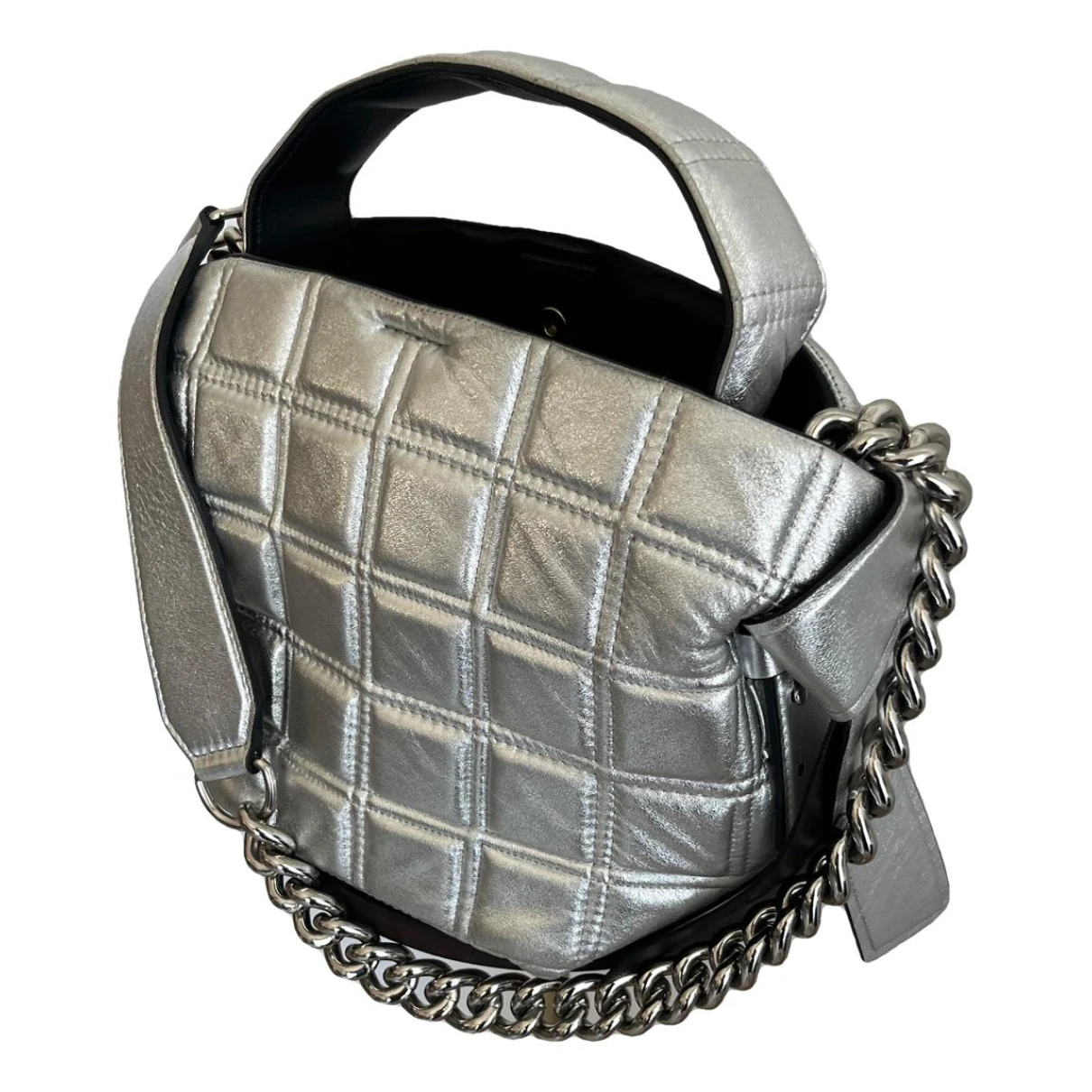 Pre-owned Acne Studios Musubi Leather Handbag In Silver