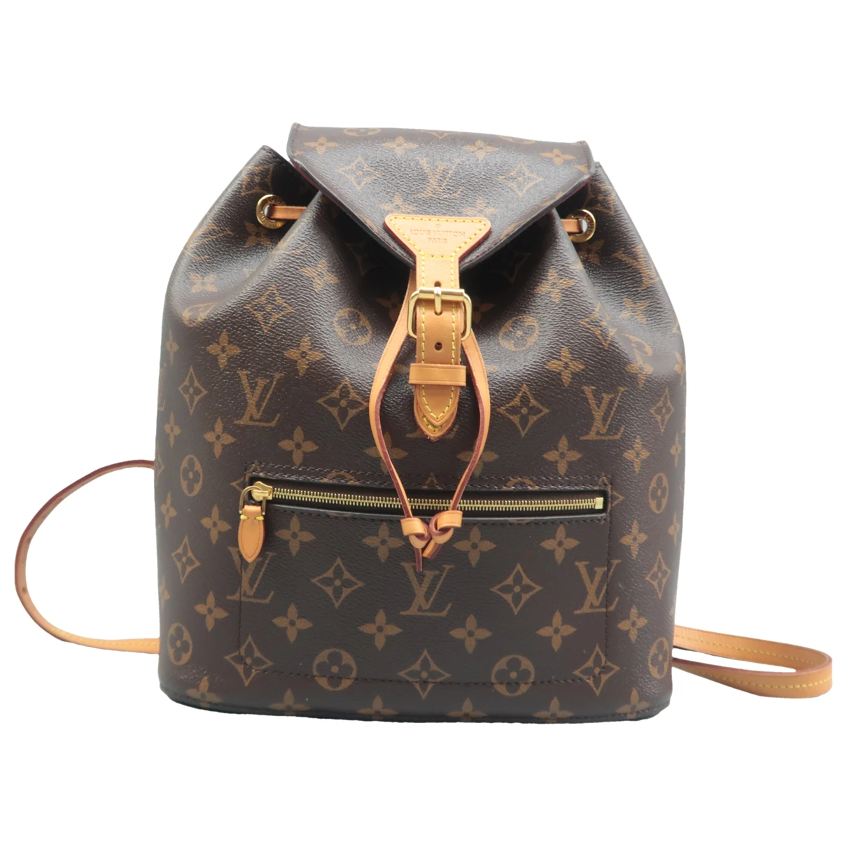 Pre-owned Louis Vuitton Montsouris Leather Backpack In Brown