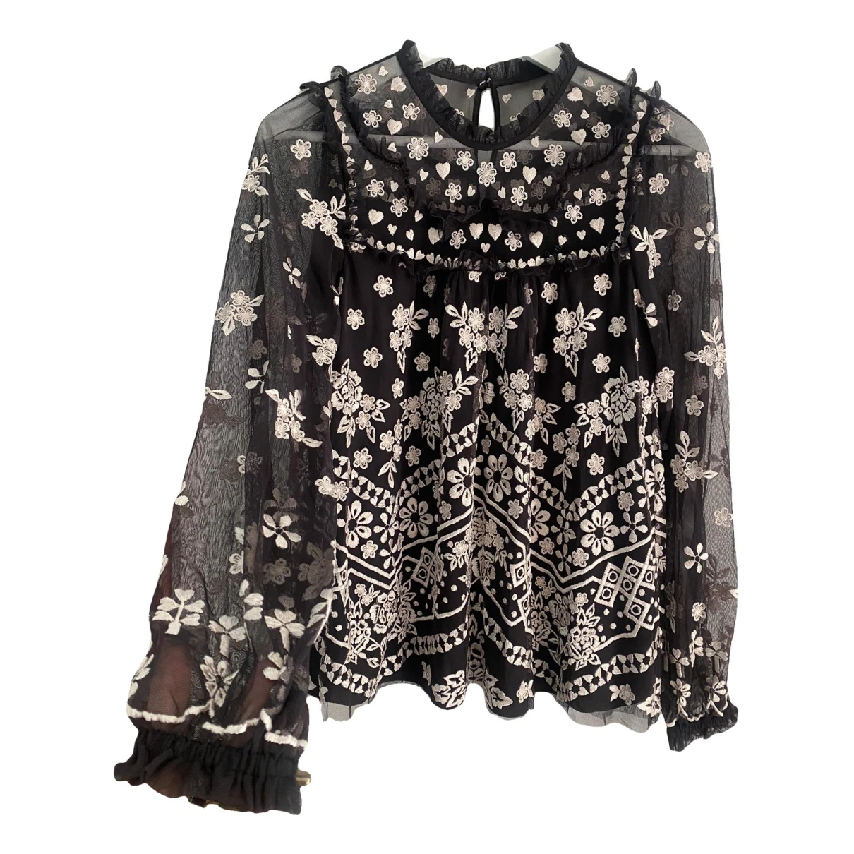 Pre-owned Needle & Thread Lace Shirt In Black