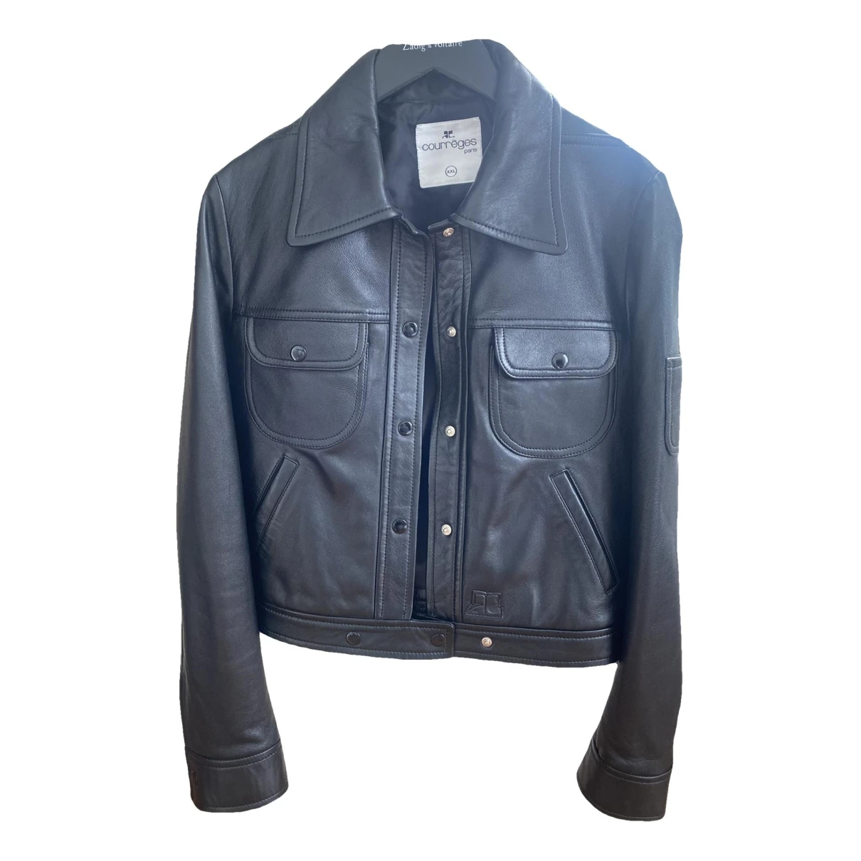 Pre-owned Courrèges Leather Jacket In Black