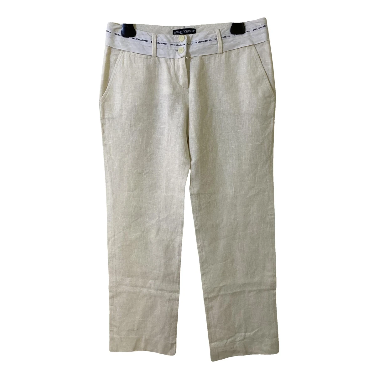 Pre-owned Dolce & Gabbana Linen Trousers In White