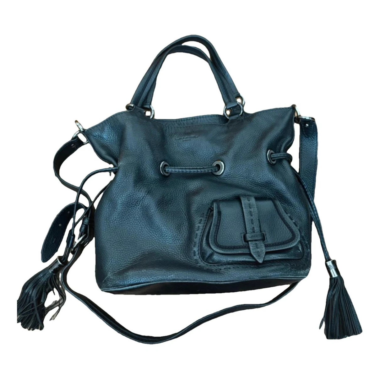 Pre-owned Lancel 1er Flirt Leather Crossbody Bag In Black