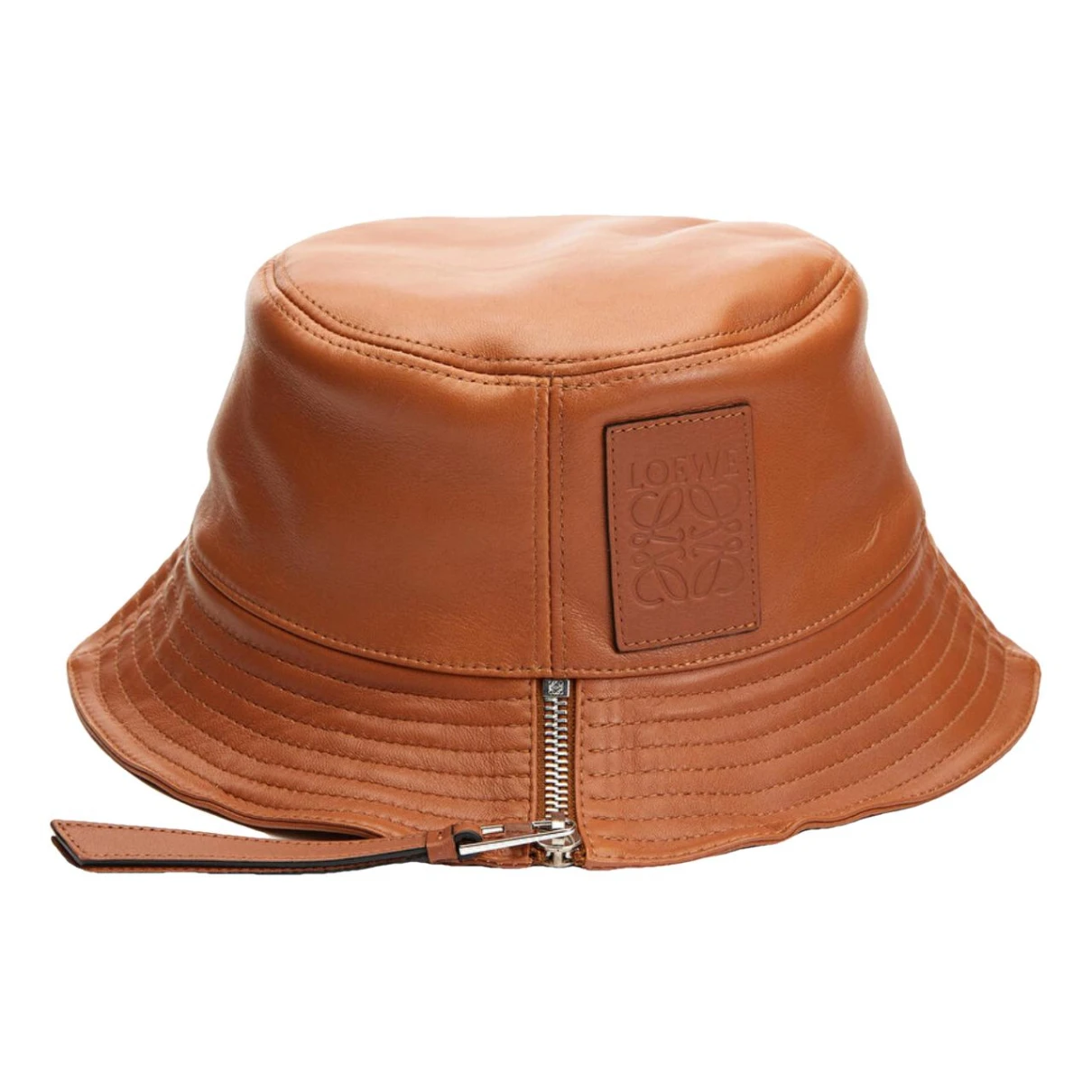 Pre-owned Loewe Leather Hat In Camel