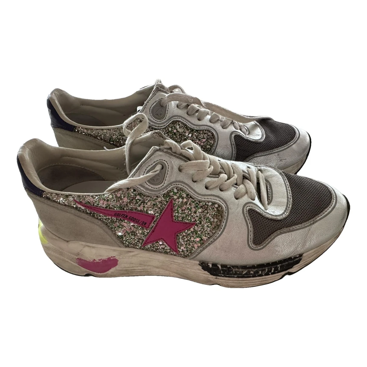 Pre-owned Golden Goose Running Glitter Trainers In Metallic
