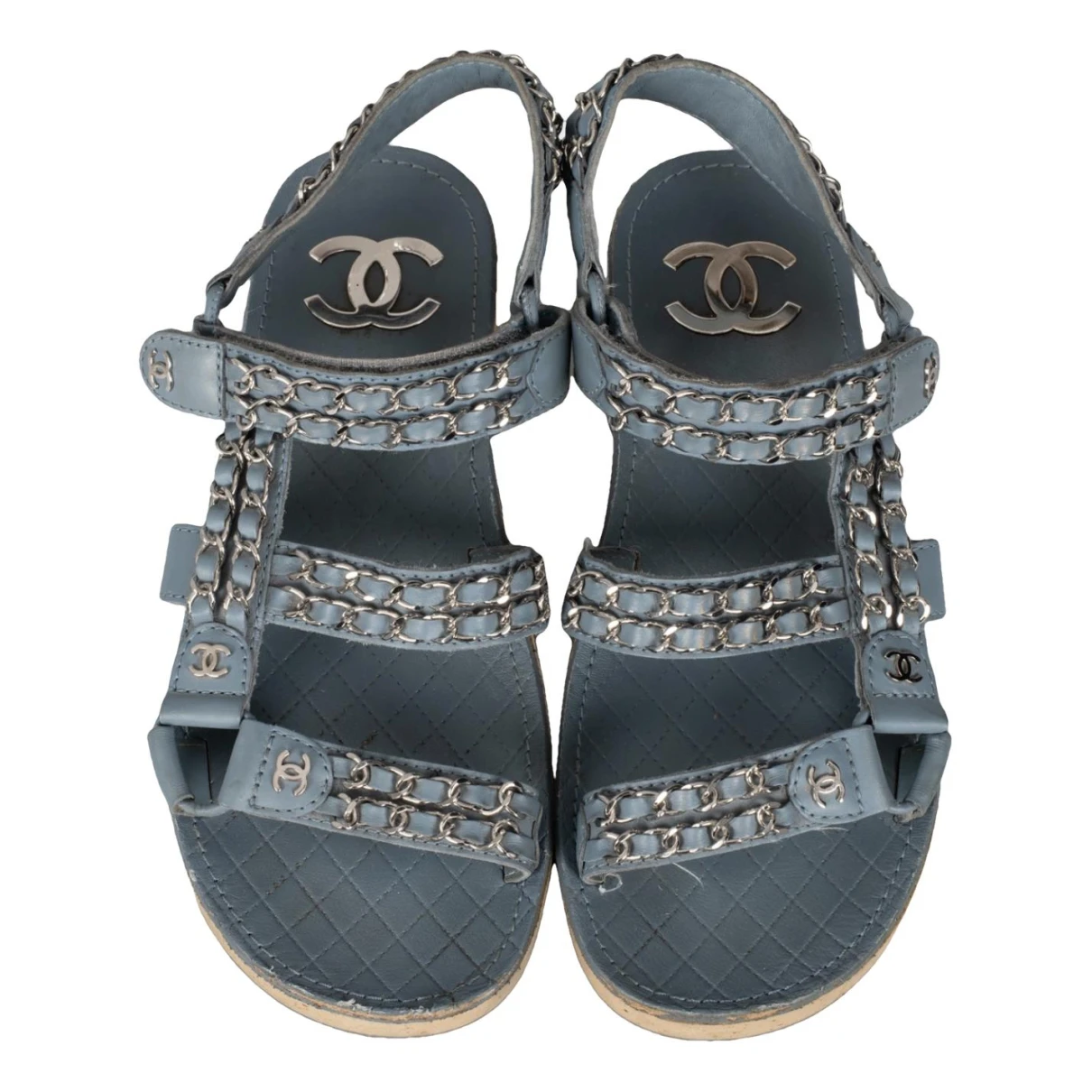 Pre-owned Chanel Dad Sandals Leather Sandals In Blue