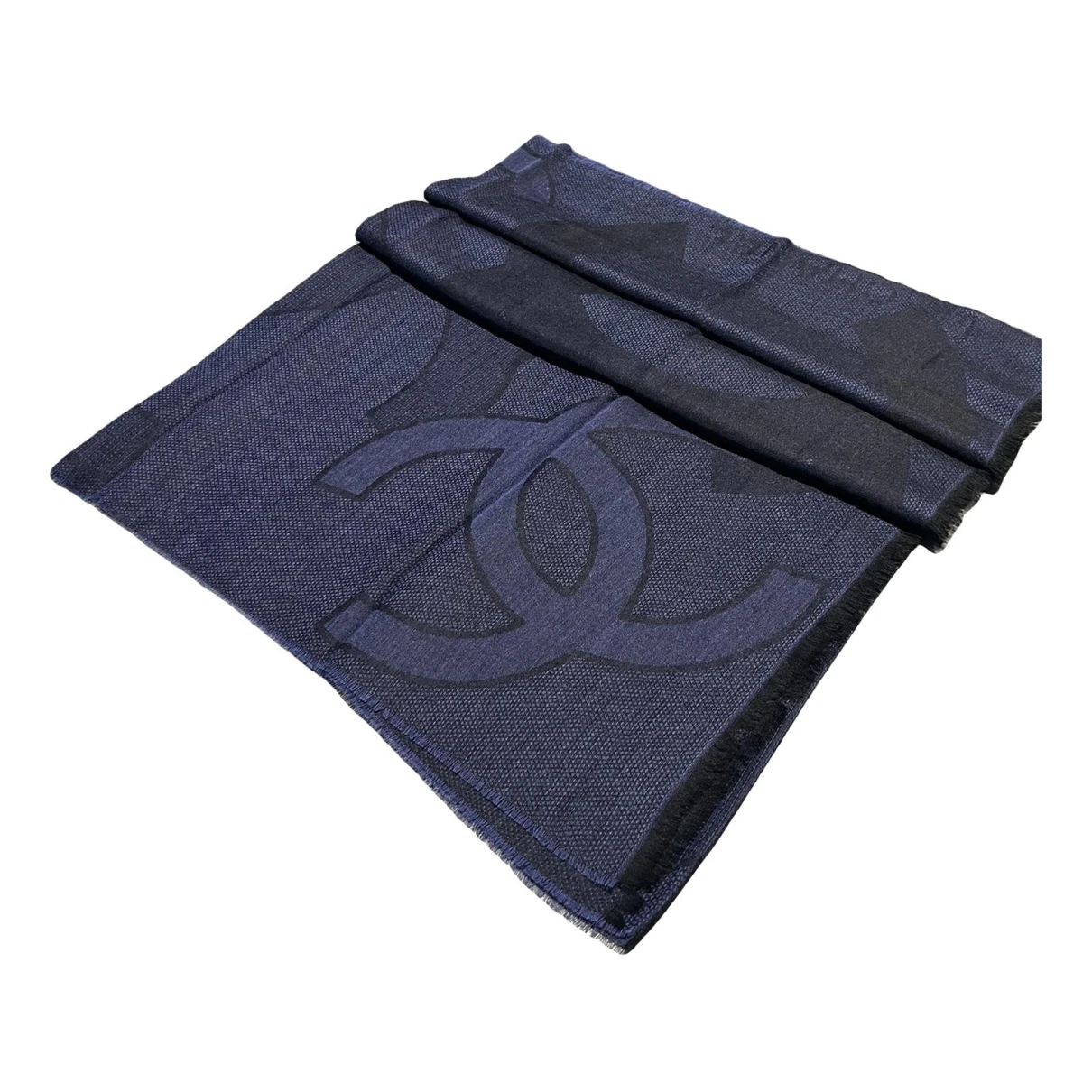 Pre-owned Chanel Cashmere Stole In Navy