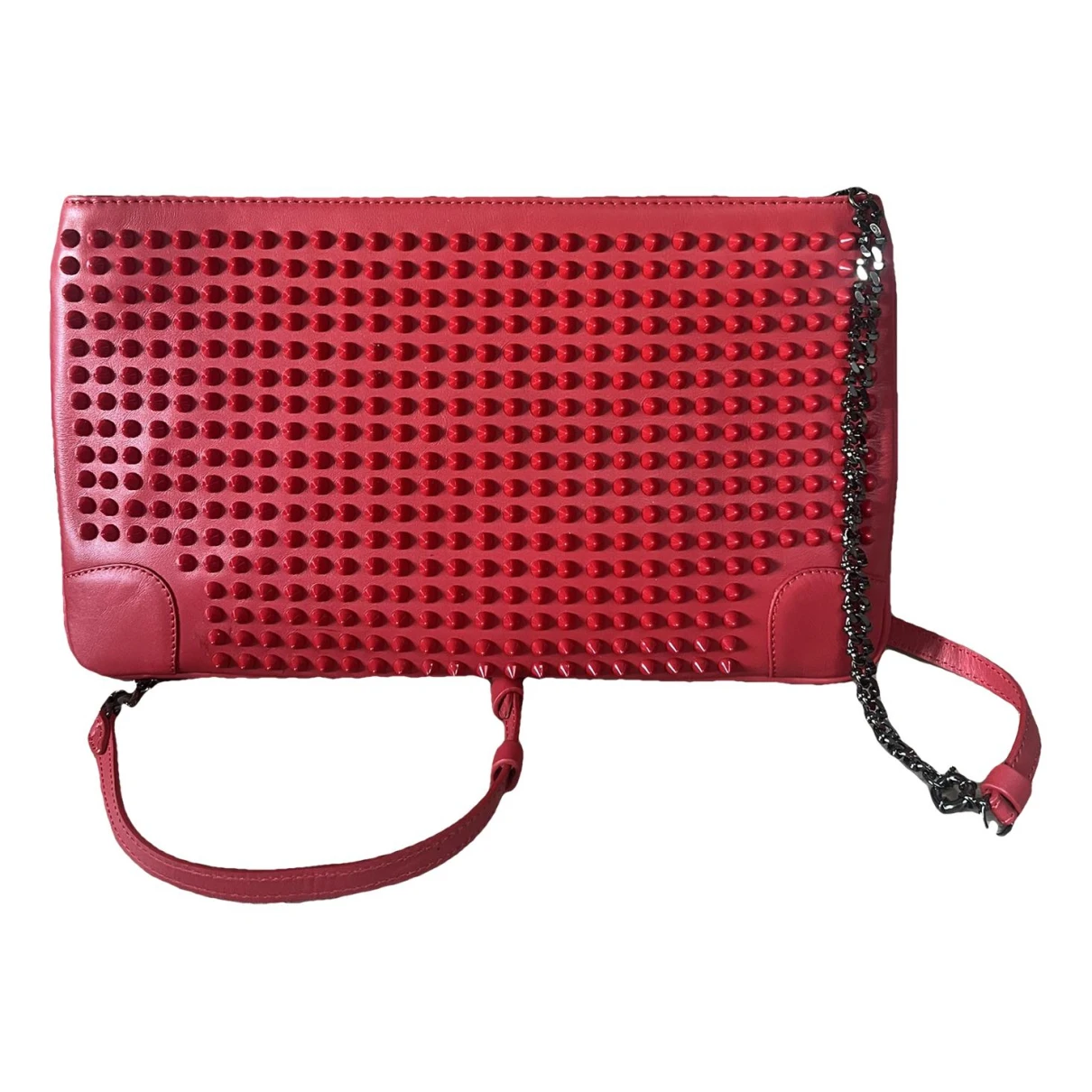 Pre-owned Christian Louboutin Loubiposh Leather Clutch Bag In Red