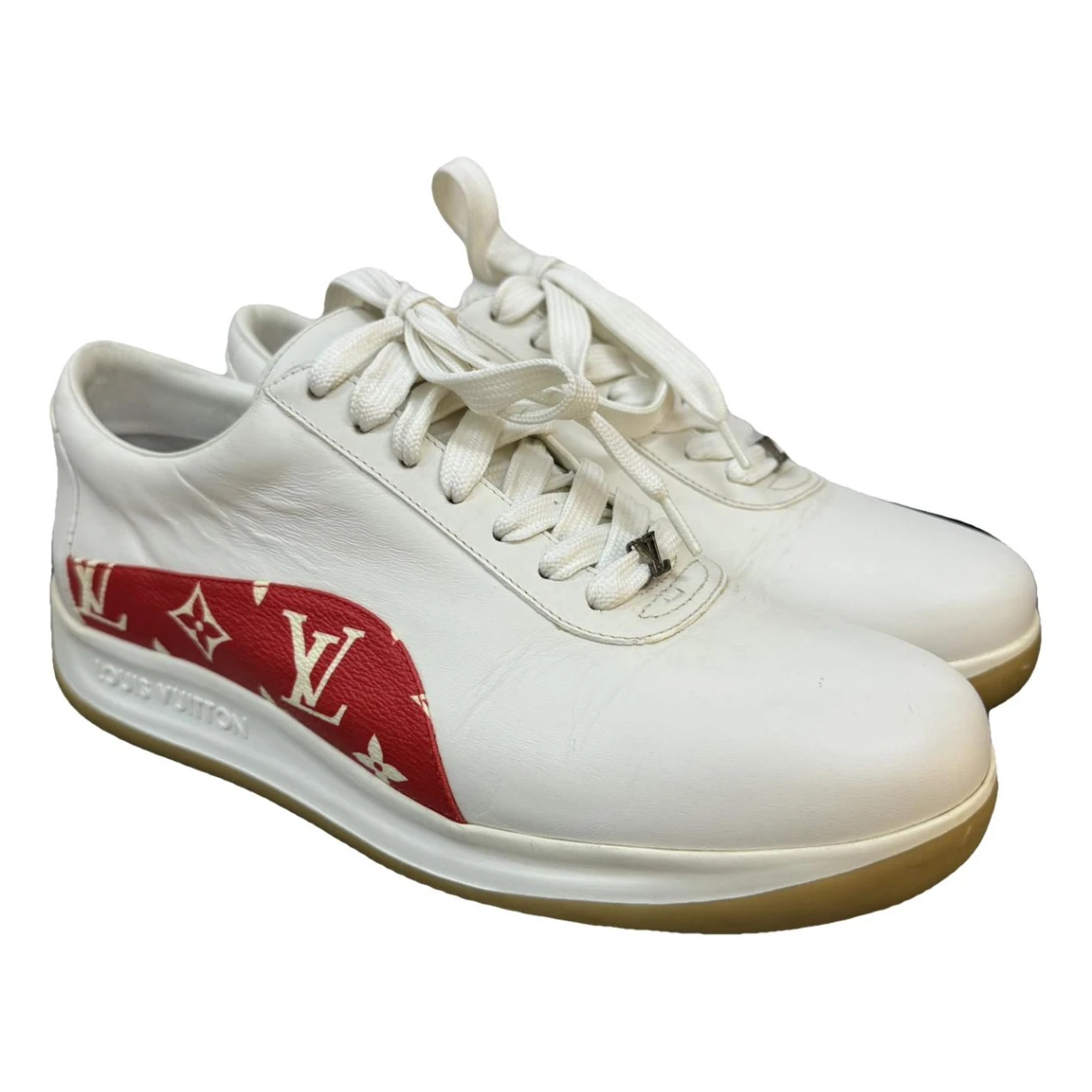 Pre-owned Louis Vuitton X Supreme Leather Low Trainers In Other