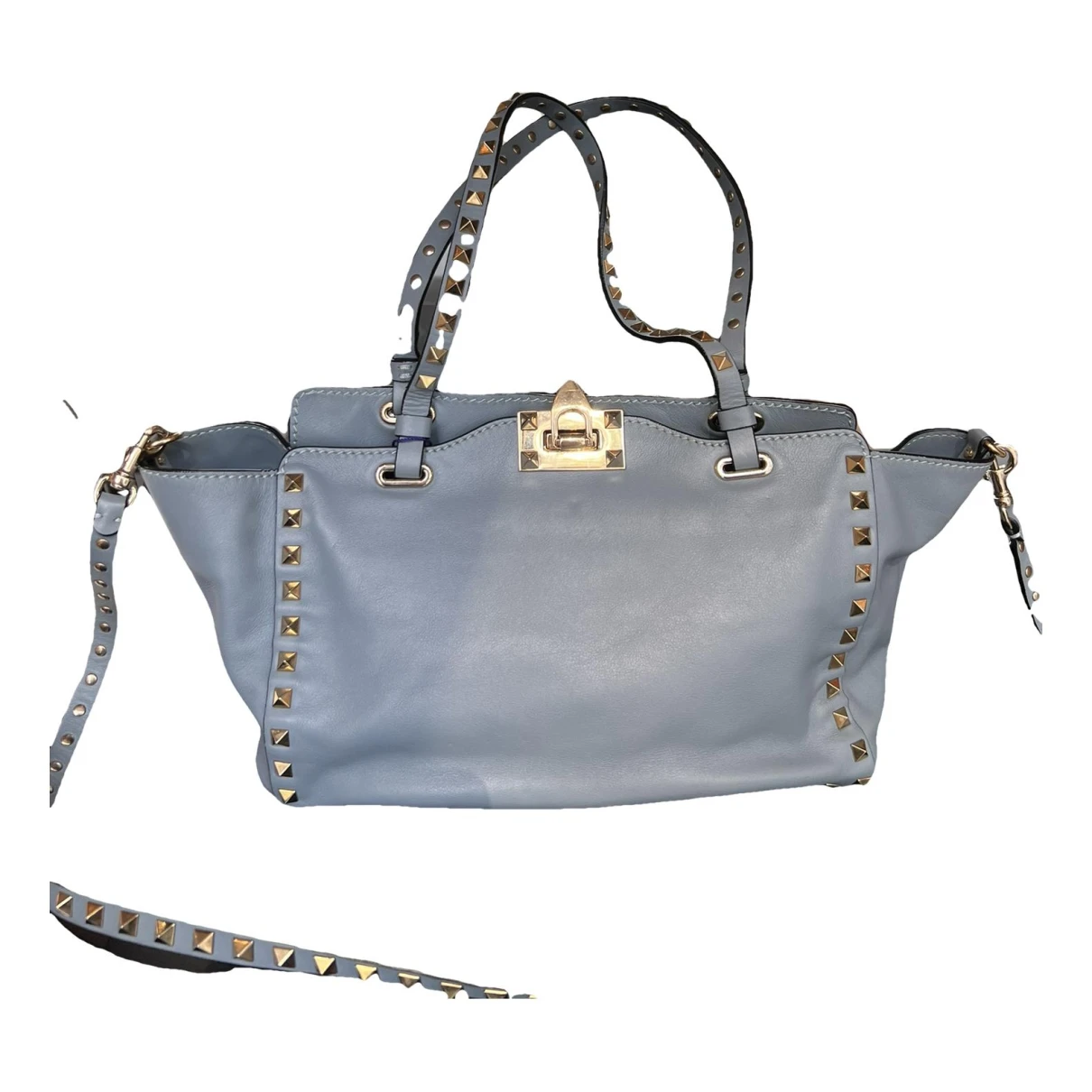 Pre-owned Valentino Garavani Micro Rockstud Leather Crossbody Bag In Blue