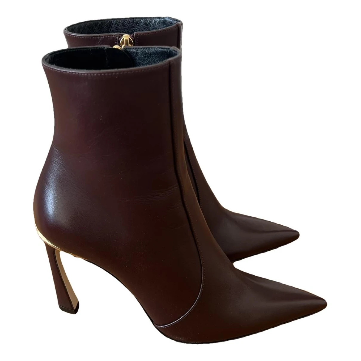 Pre-owned Victoria Beckham Leather Ankle Boots In Burgundy