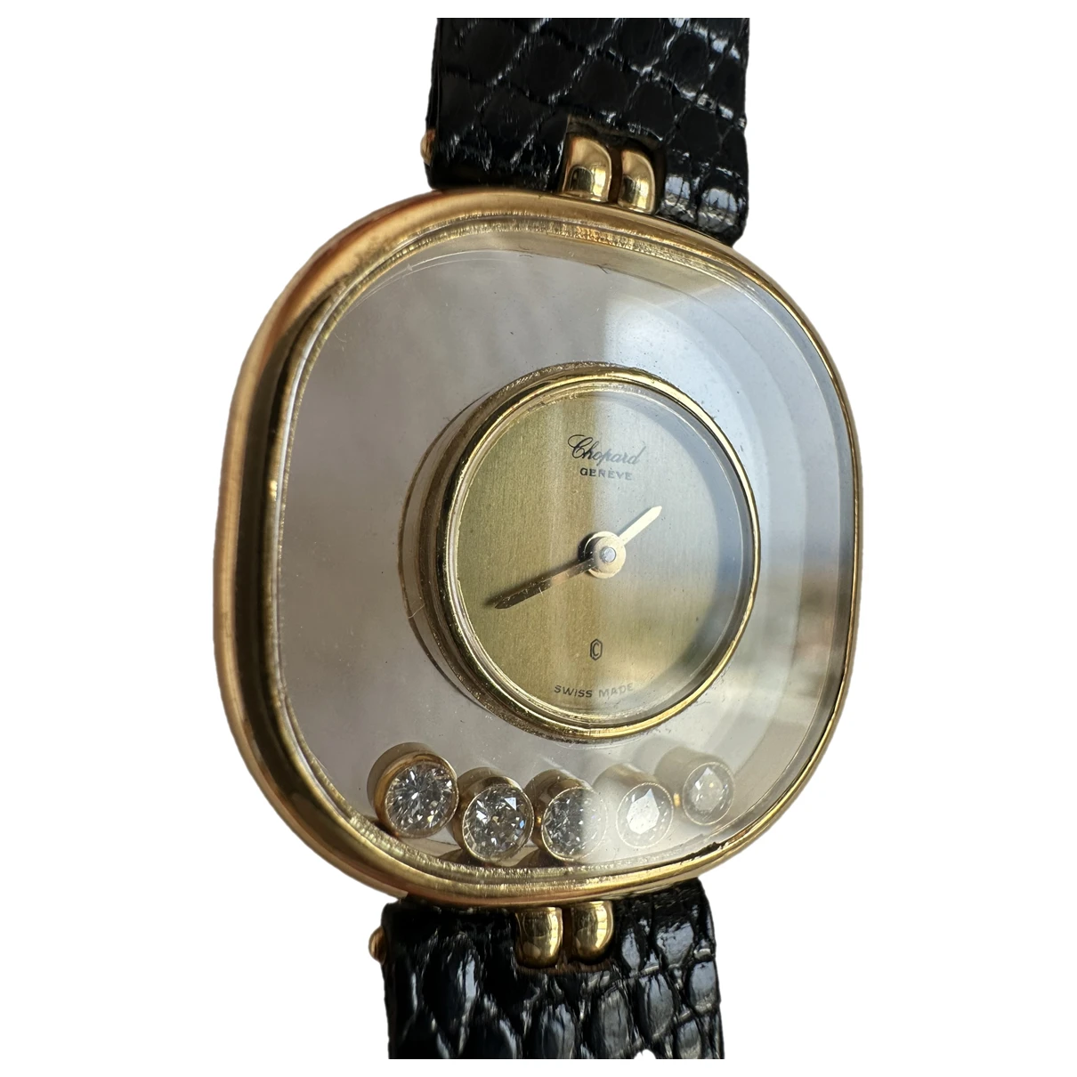 Pre-owned Chopard Happy Diamonds Yellow Gold Watch