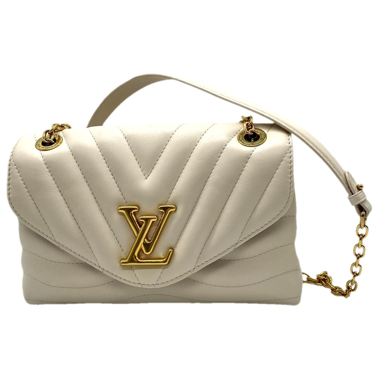 Pre-owned Louis Vuitton New Wave Leather Crossbody Bag In White