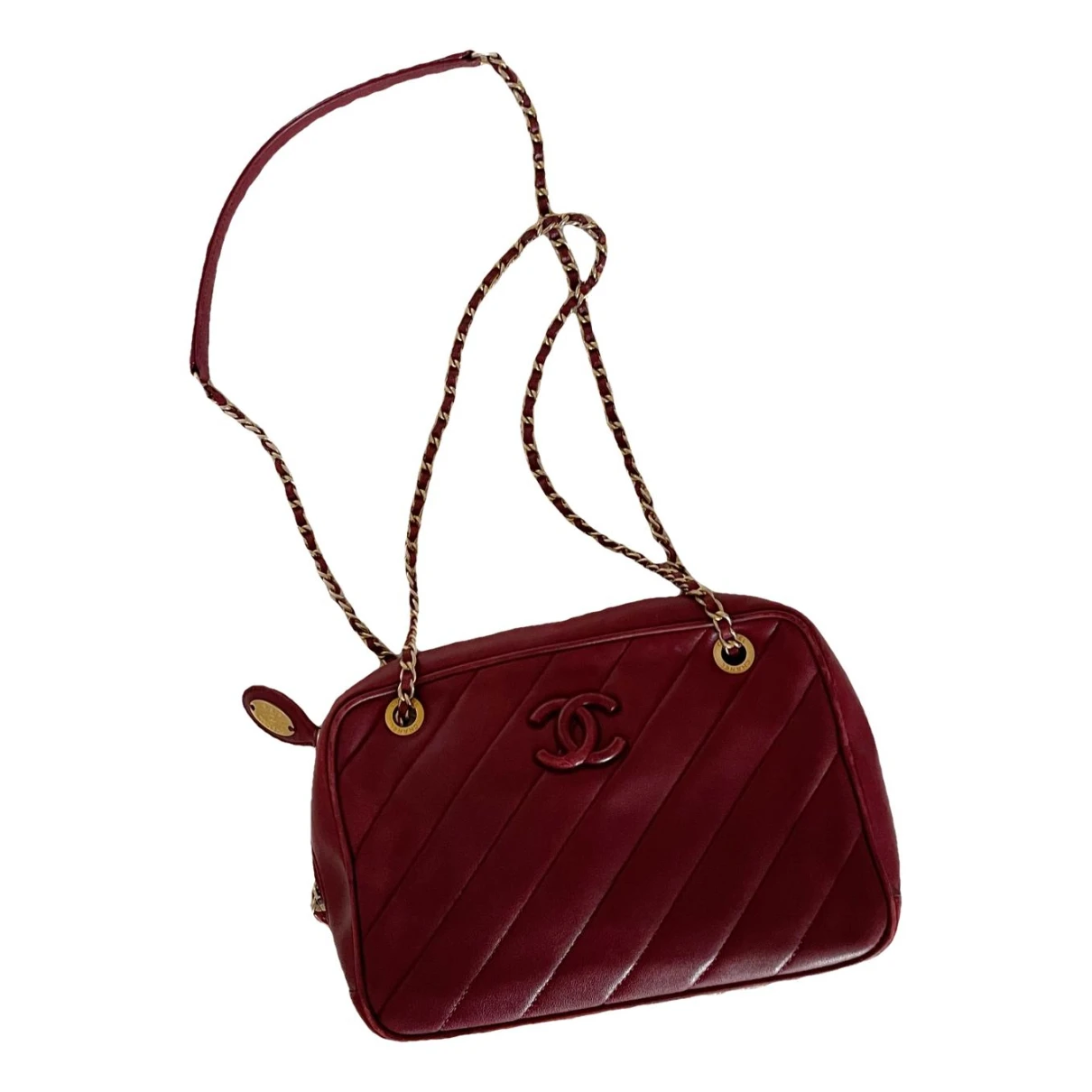 Pre-owned Chanel Coco Boy Leather Crossbody Bag In Burgundy