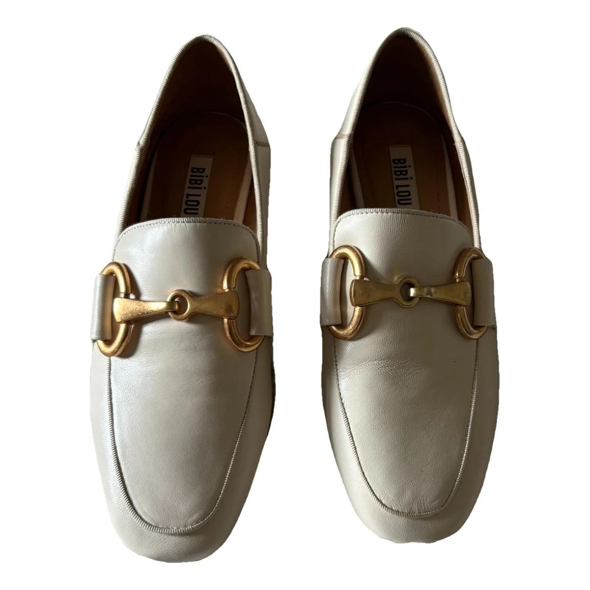 Pre-owned Bibi Lou Leather Flats In Beige