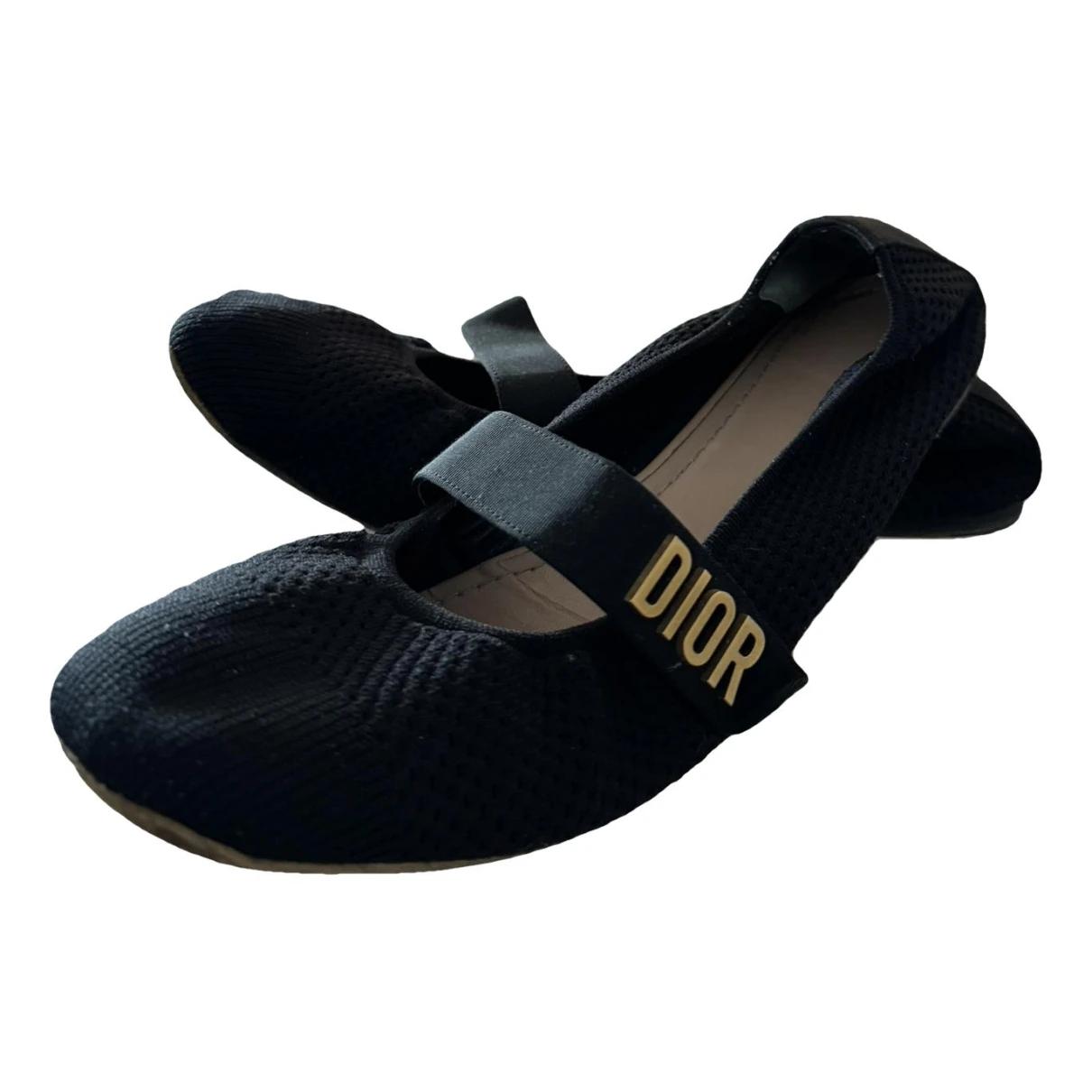 Pre-owned Dior Ballet Cloth Ballet Flats In Black