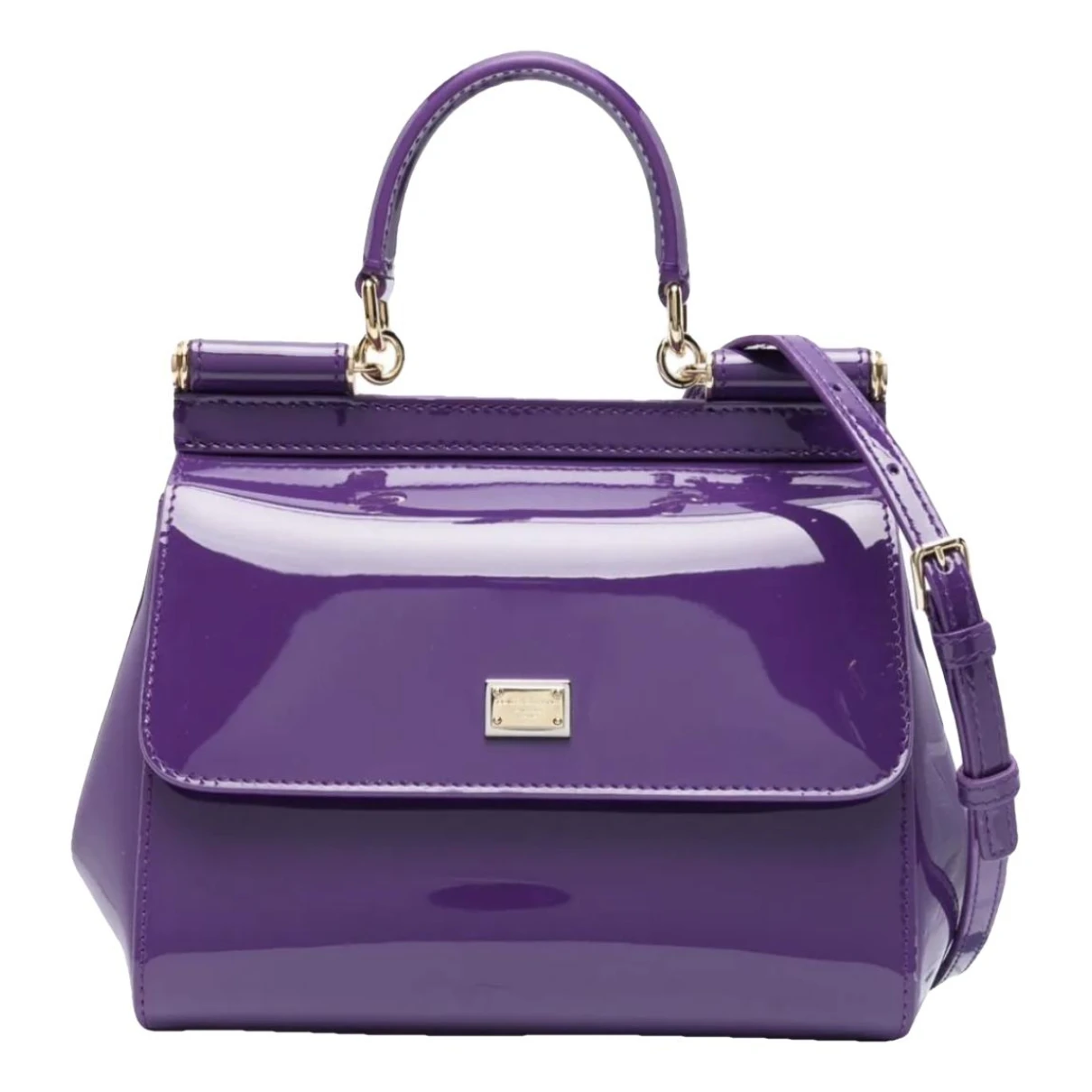 Pre-owned Dolce & Gabbana Sicily Patent Leather Handbag In Purple