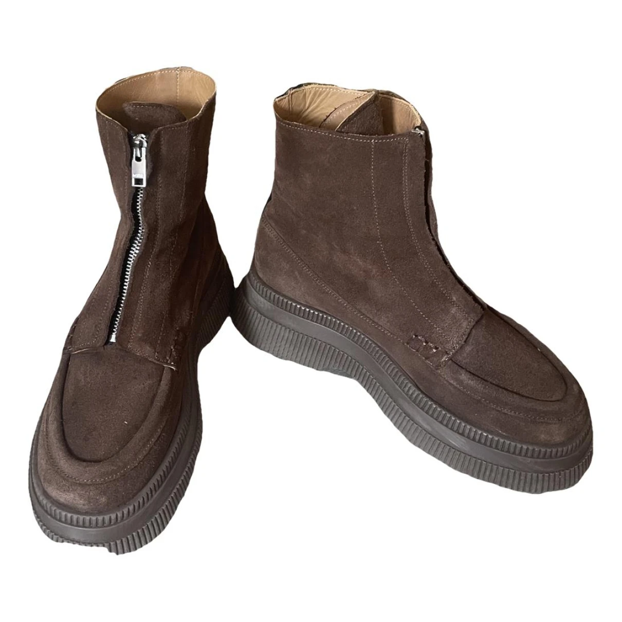 Pre-owned Ganni Ankle Boots In Brown