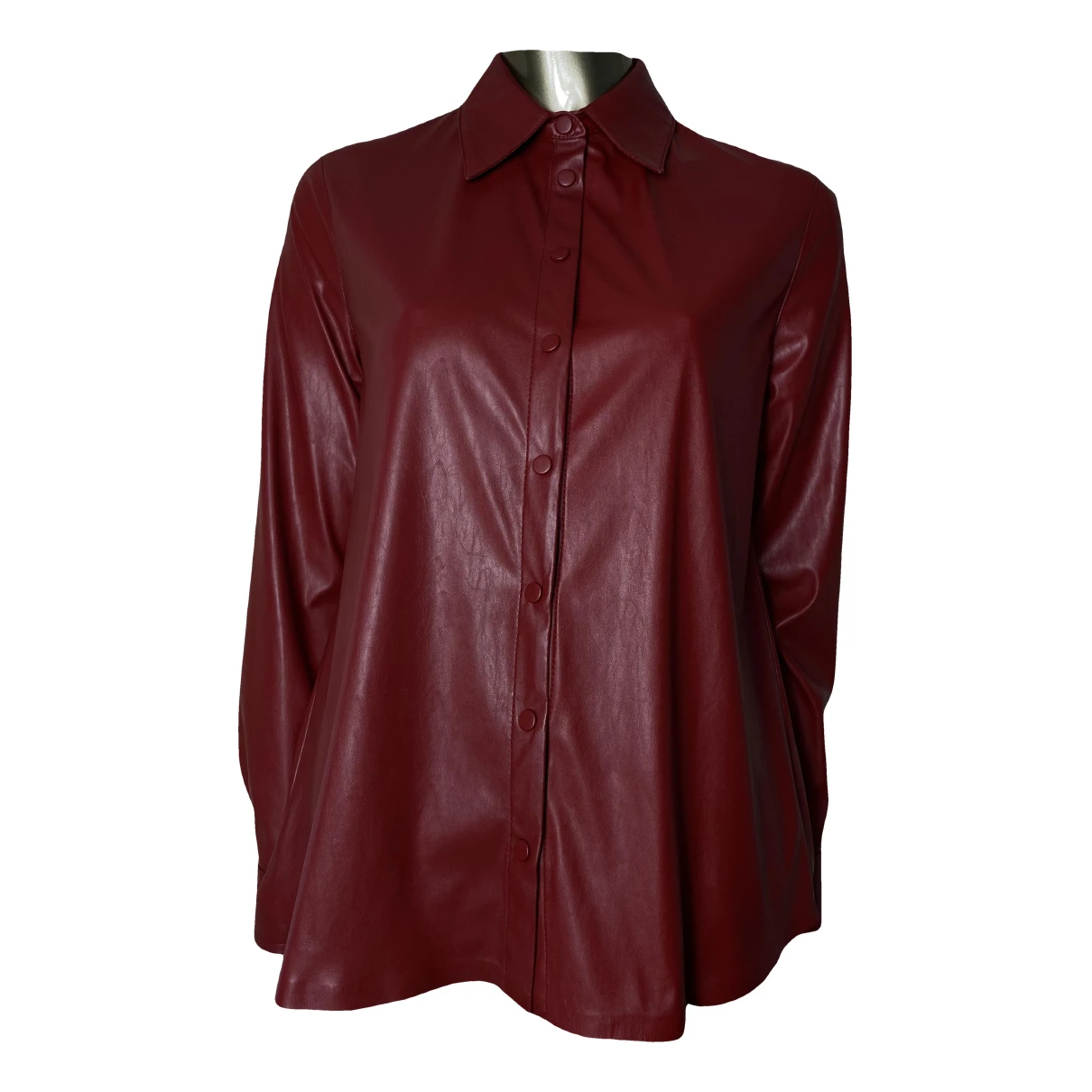 Pre-owned Pinko Vegan Leather Shirt In Red