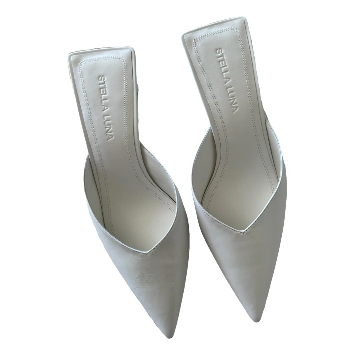 Pre-owned Stella Luna Leather Heels In White