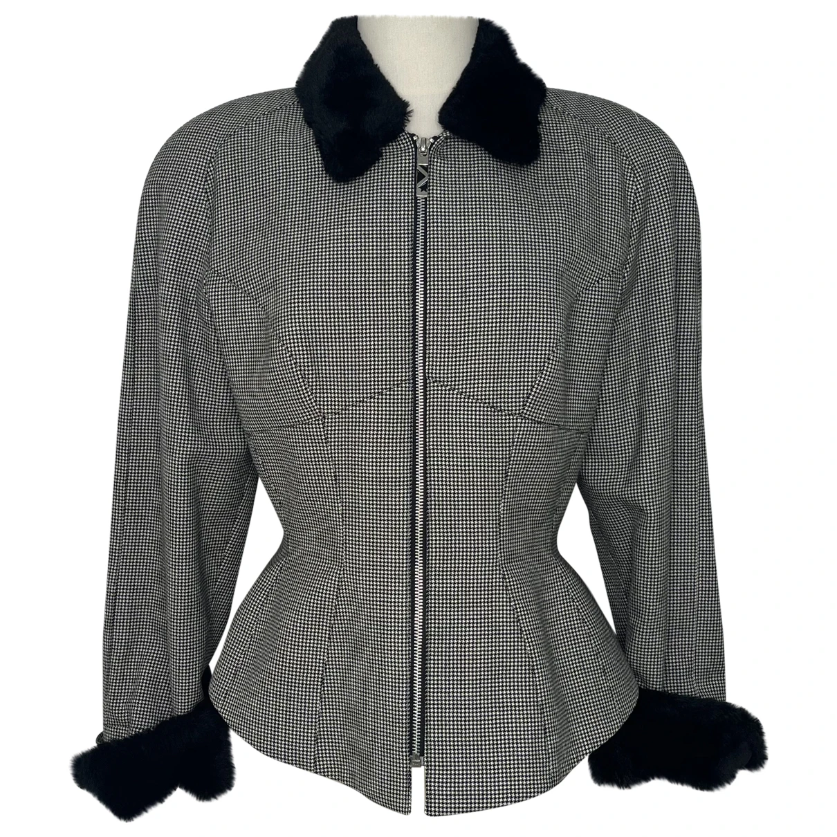 Pre-owned Mugler Wool Short Vest In Grey