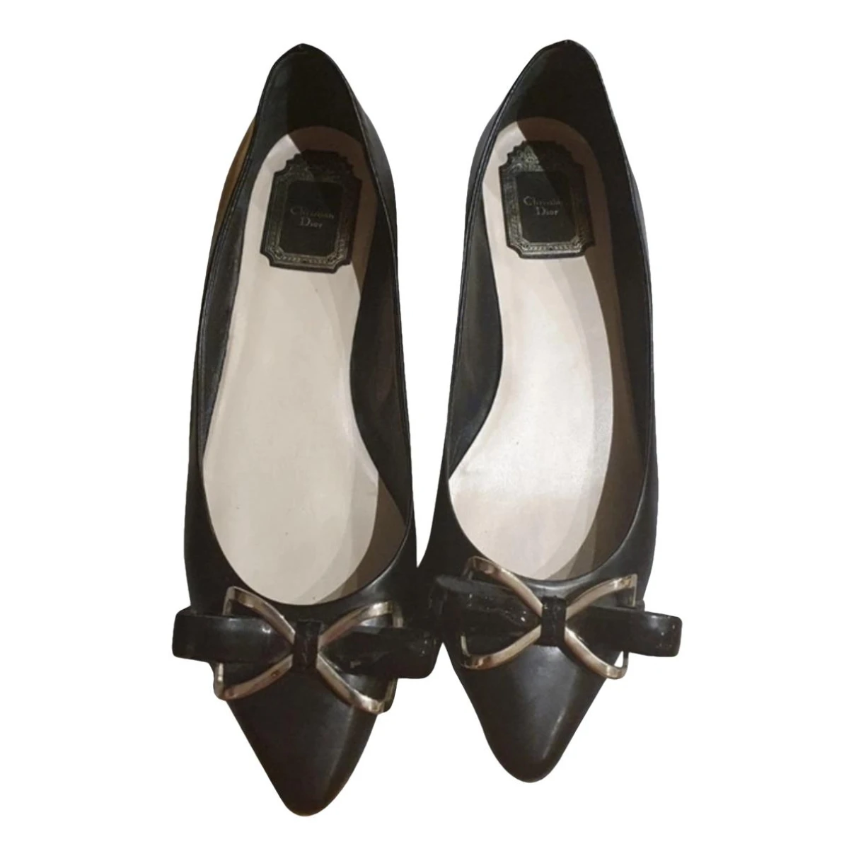 Pre-owned Dior Idylle Leather Ballet Flats In Black