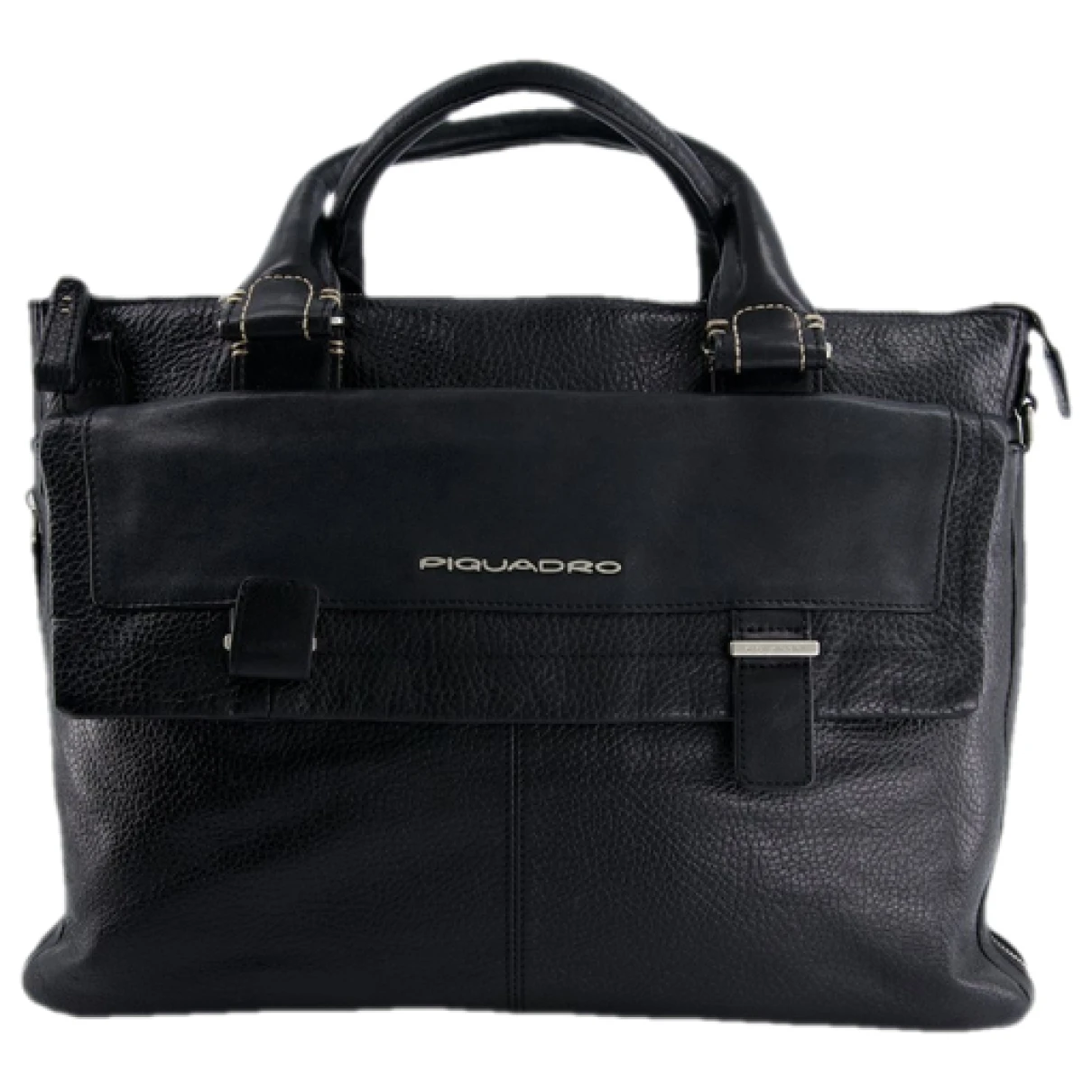 Pre-owned Piquadro Leather 24h Bag In Black