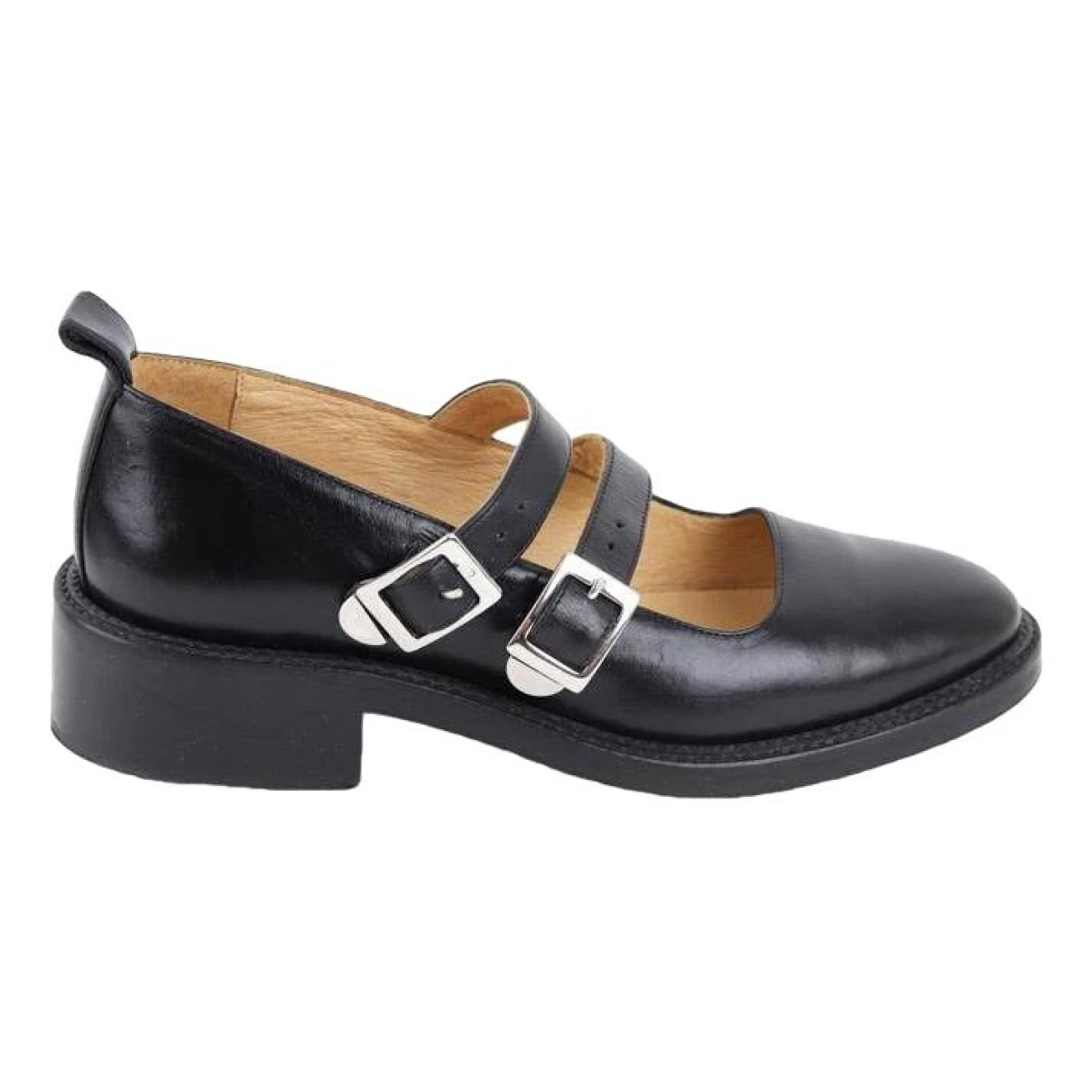 Pre-owned Maje Leather Ballet Flats In Black