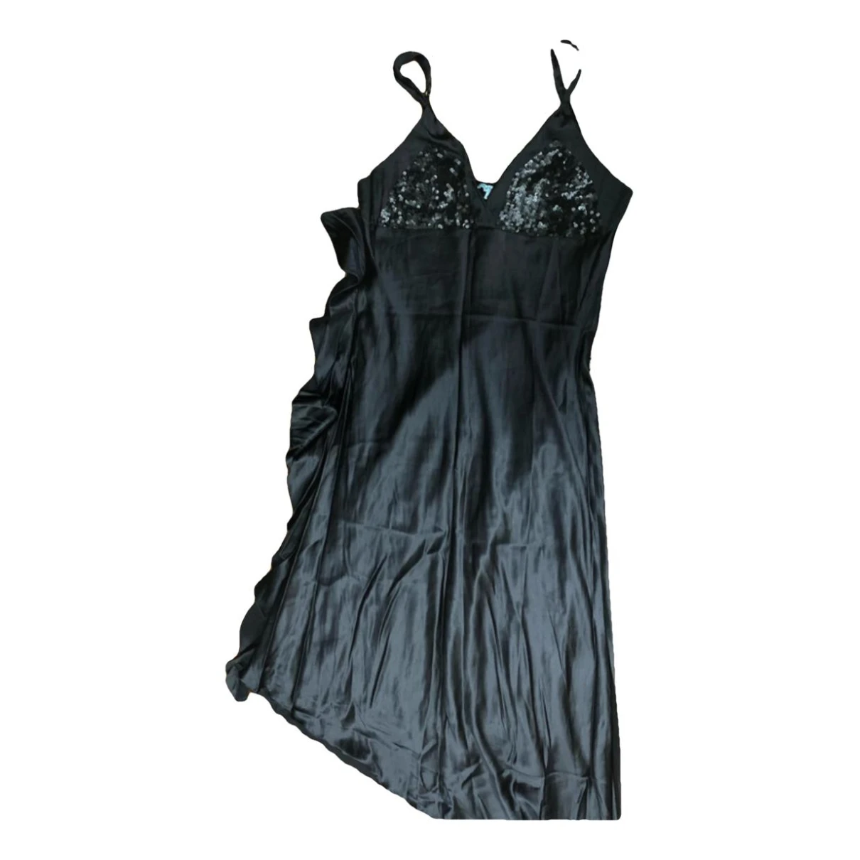 Pre-owned Guess Silk Mid-length Dress In Black