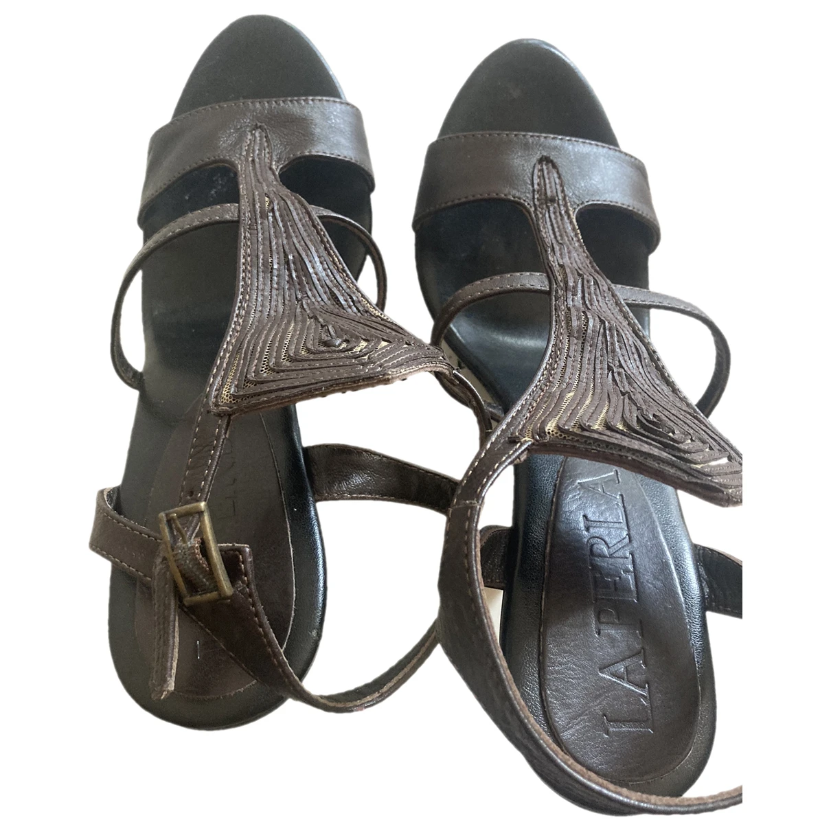Pre-owned La Perla Leather Sandals In Brown