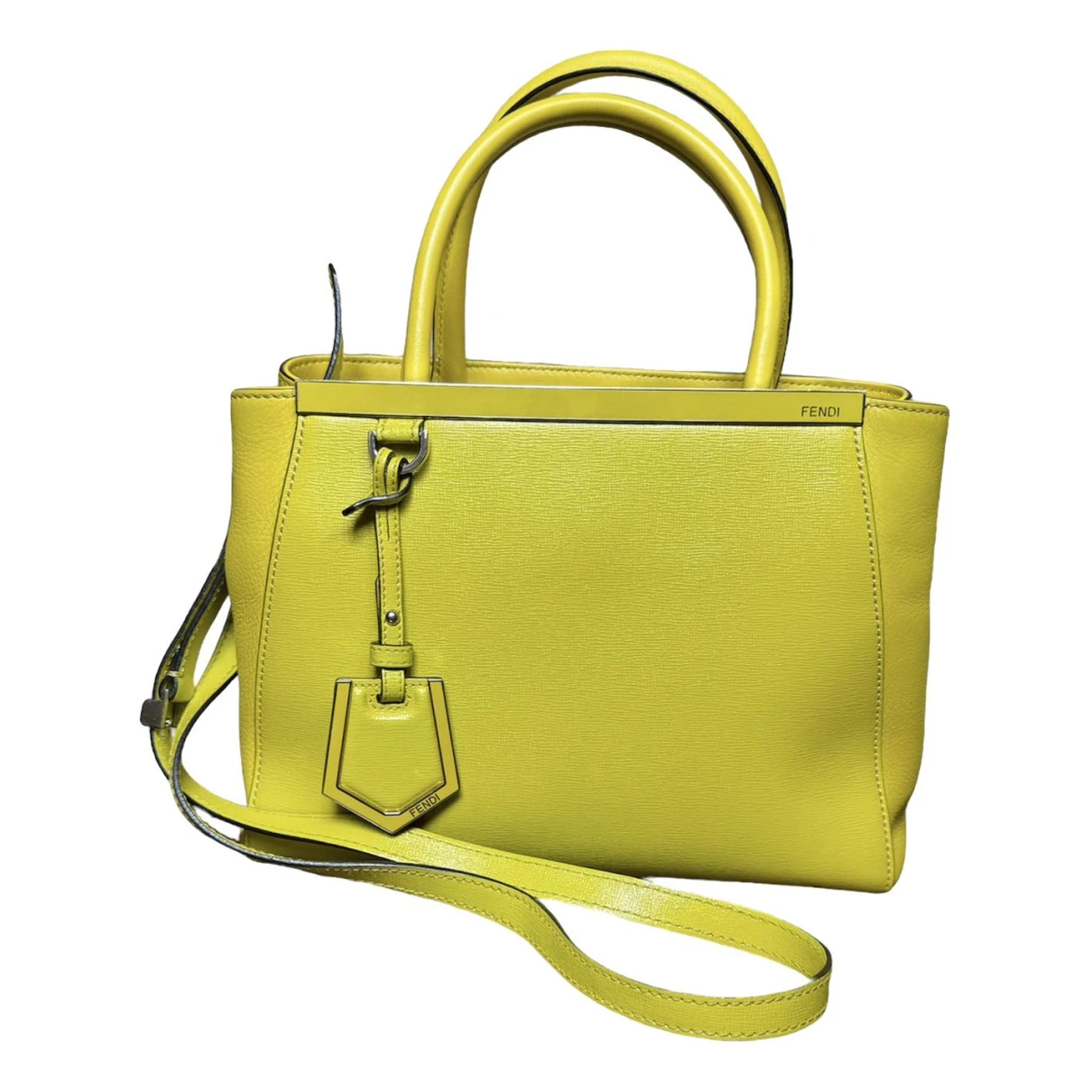 Pre-owned Fendi 2jours Leather Handbag In Yellow