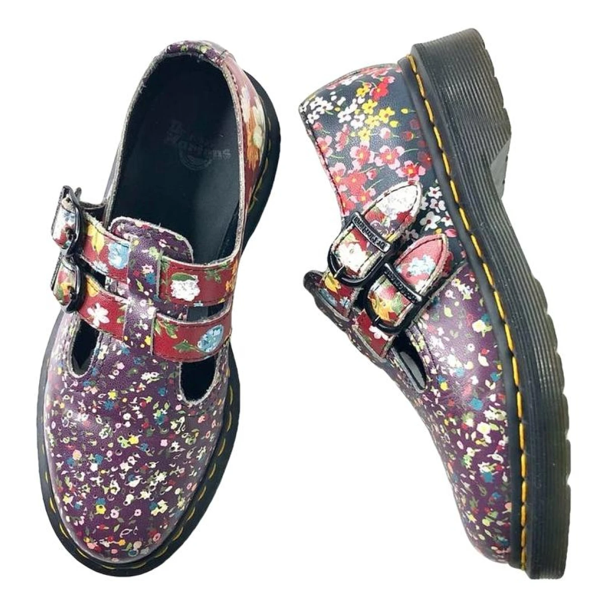 Pre-owned Dr. Martens' 8065 (mary Jane) Leather Flats In Multicolour