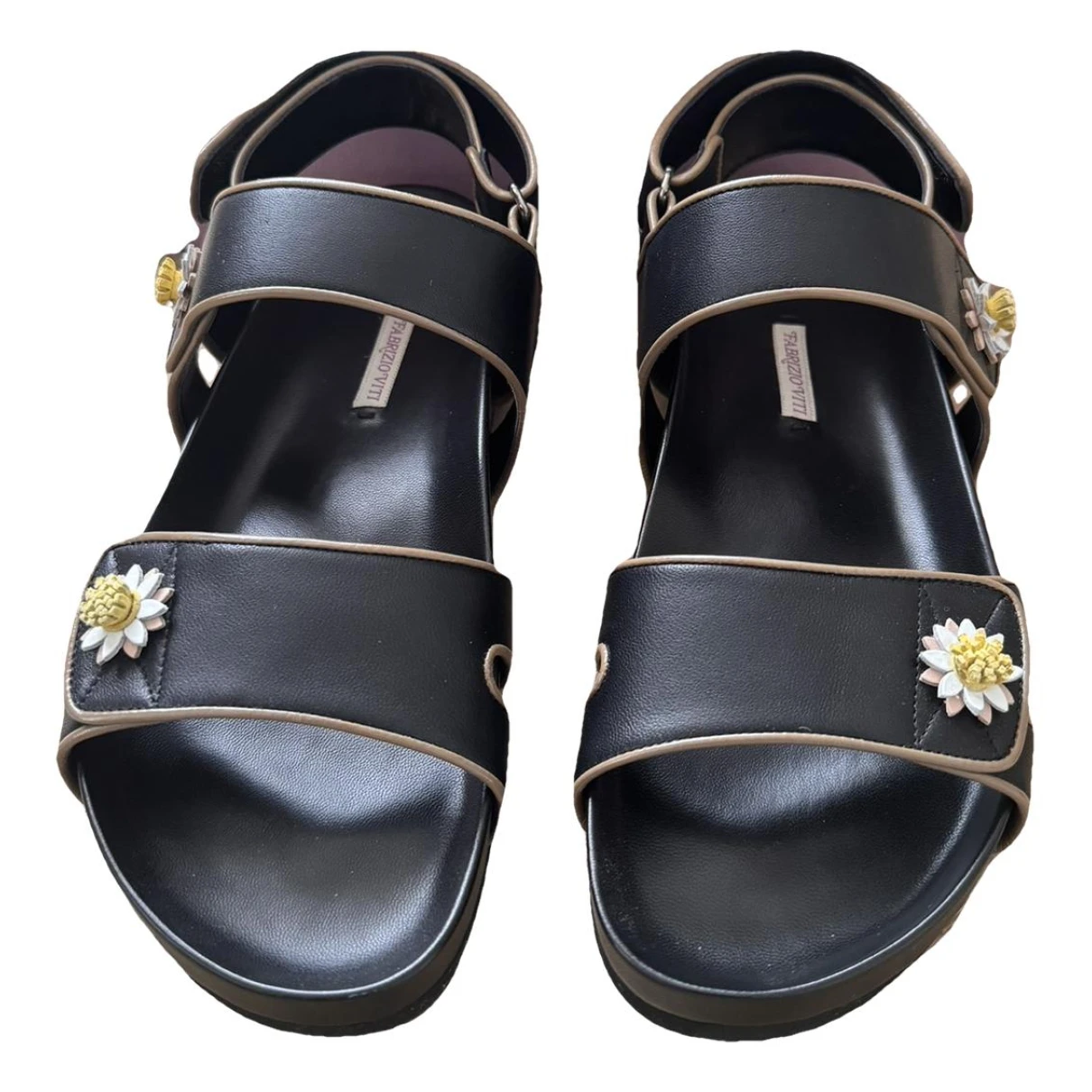 Pre-owned Fabrizio Viti Leather Sandals In Black