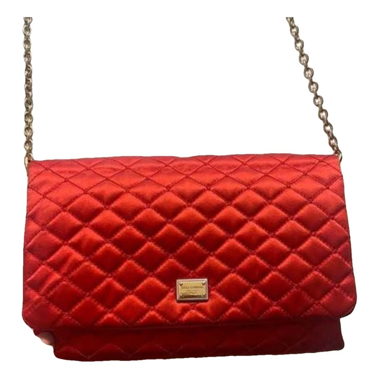 Pre-owned Dolce & Gabbana Miss Charles Silk Handbag In Red