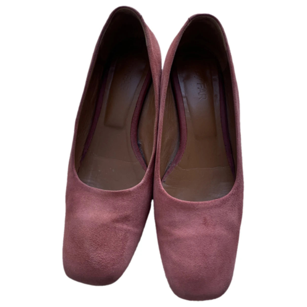 Pre-owned By Far Leather Ballet Flats In Pink
