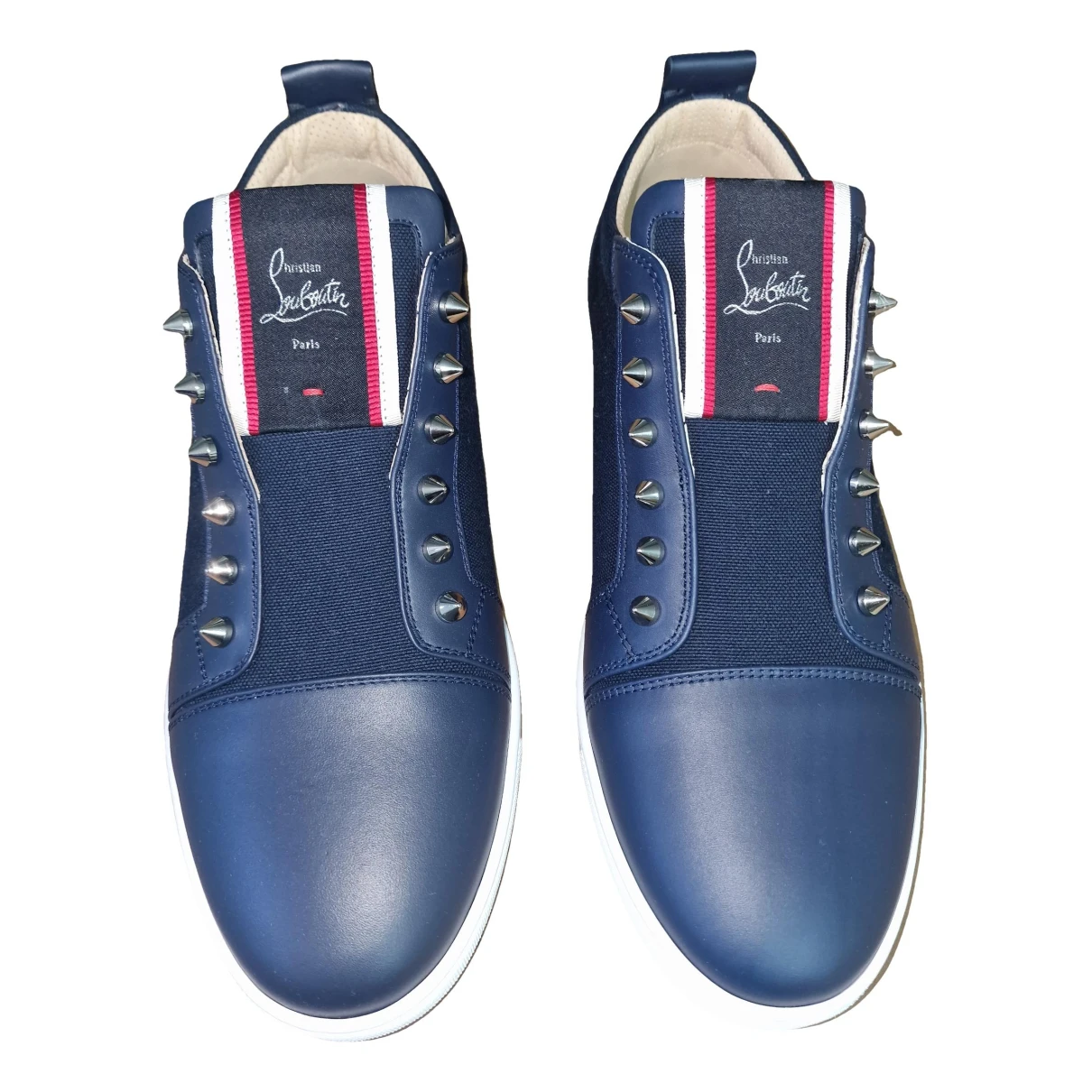 Pre-owned Christian Louboutin Leather Low Trainers In Blue