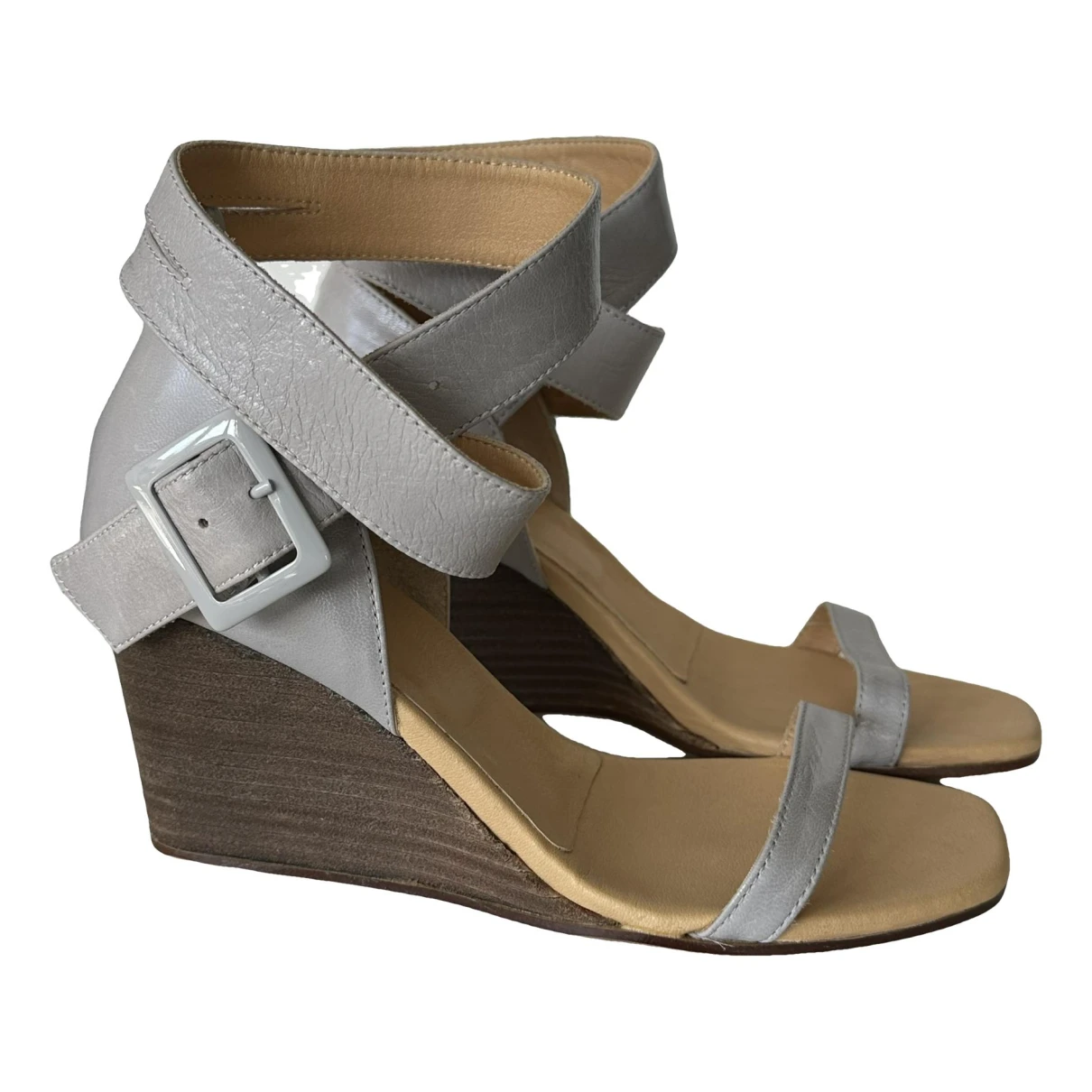 Pre-owned Mm6 Maison Margiela Leather Sandal In Grey