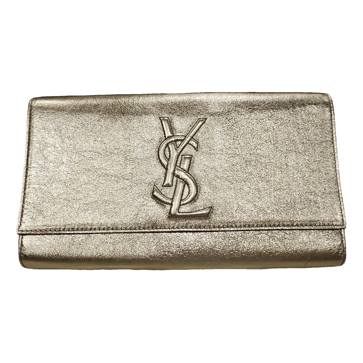 Pre-owned Saint Laurent Leather Clutch Bag In Gold