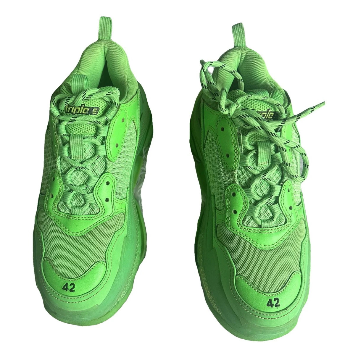 Pre-owned Balenciaga Cloth Lace Ups In Green