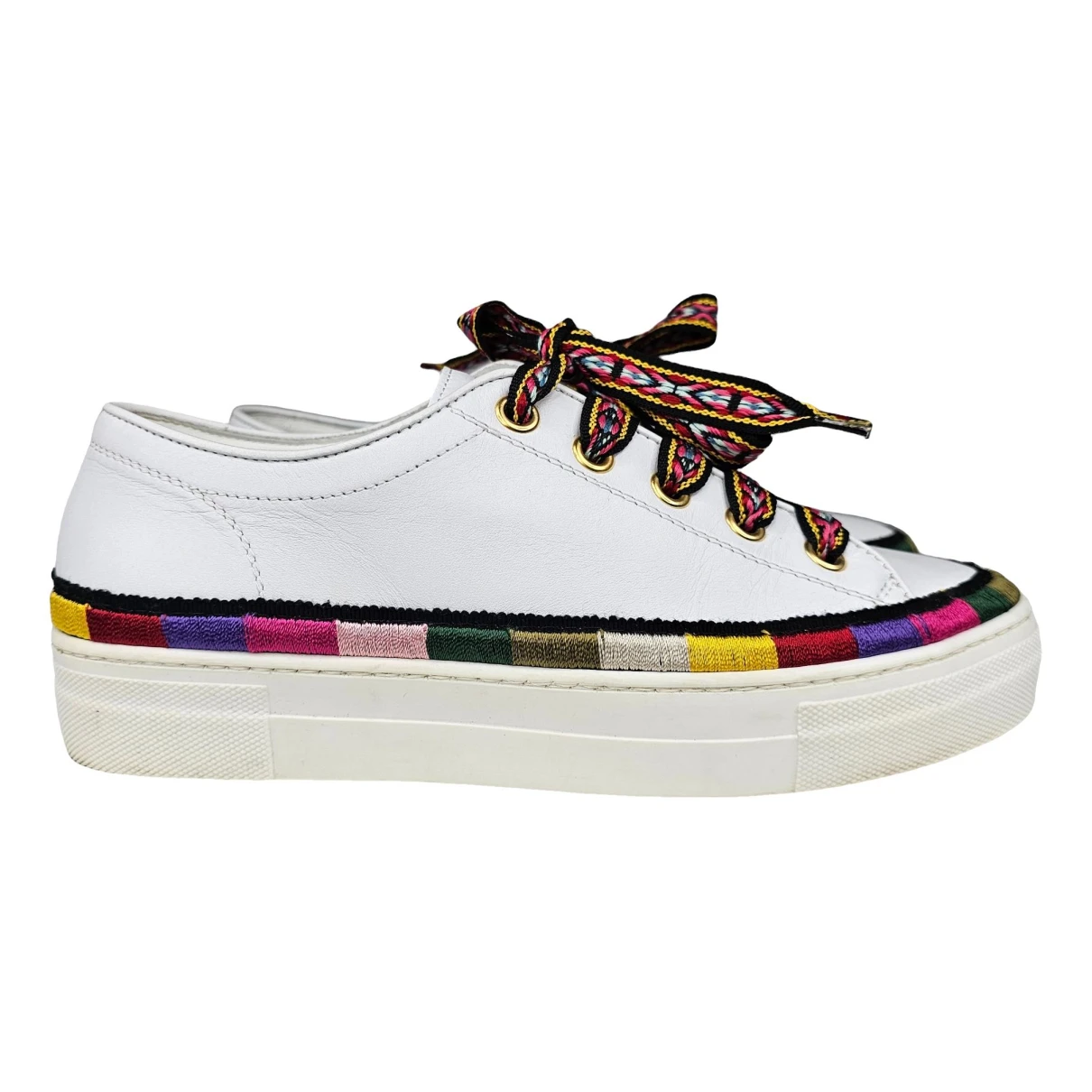 Pre-owned Etro Leather Trainers In White
